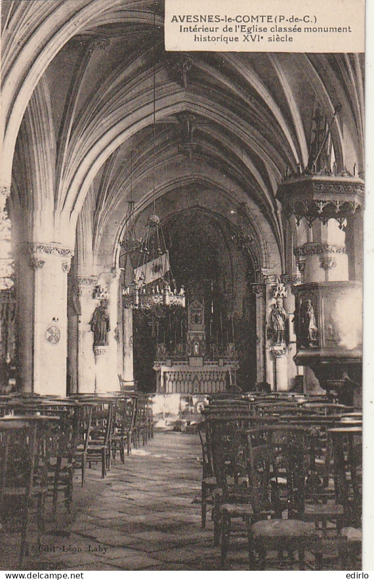 *** 62  ***  AVESNES LE COMTE  Intérieur De L'église  Neuve TTBE  - Avesnes Le Comte