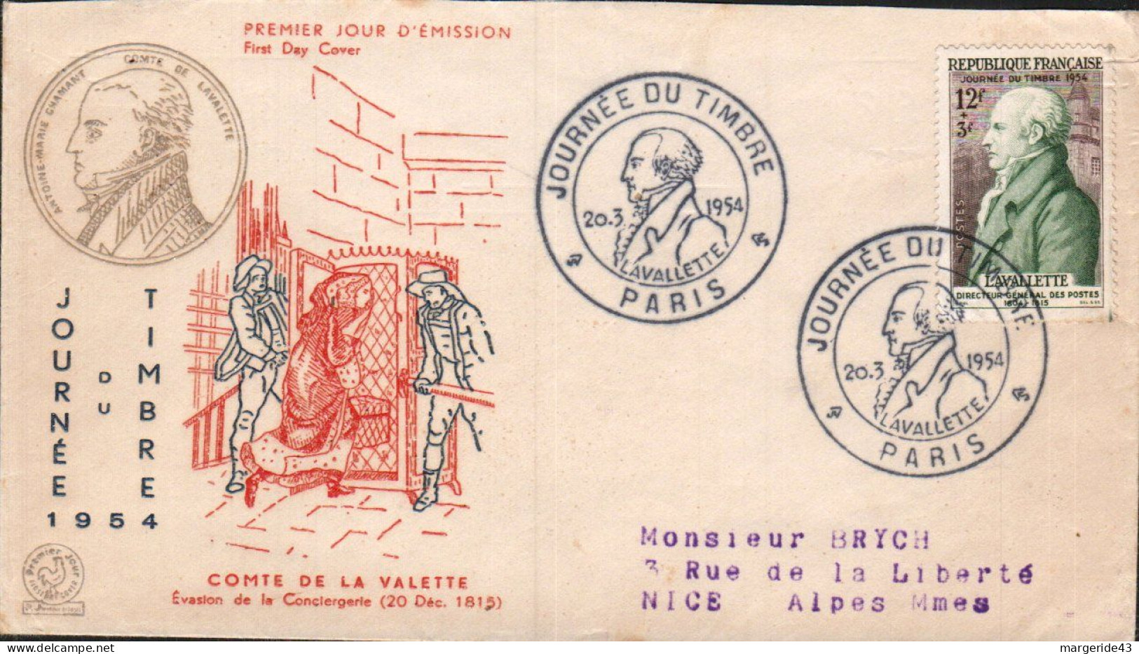 LETTRE FDC 1954 JOURNEE DU TIMBRE - 1950-1959