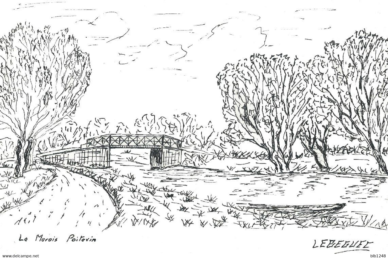 CP Régions > Poitou-Charentes Le Marais Poitevin Dessin Encre De Bernard Le Béguec - Poitou-Charentes