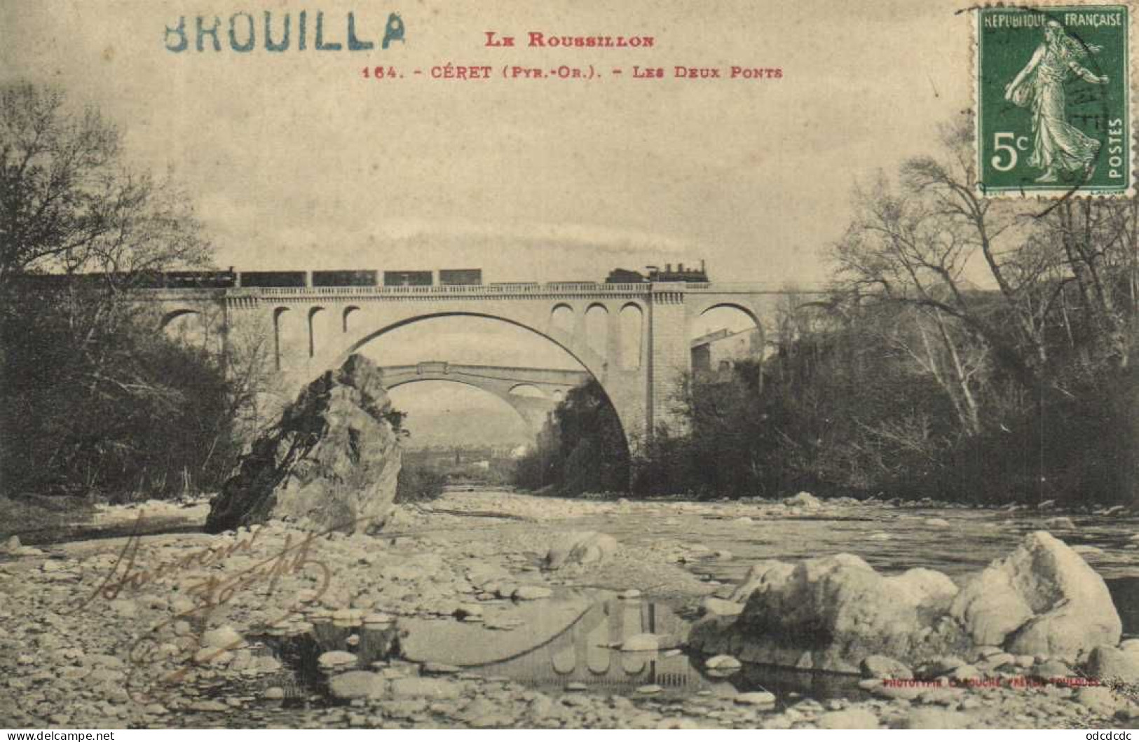 Le Roussillon CERET  (Pyr Or) Les Deux Ponts Train Avec Locomotive à Vapeur Labouche RV - Ceret