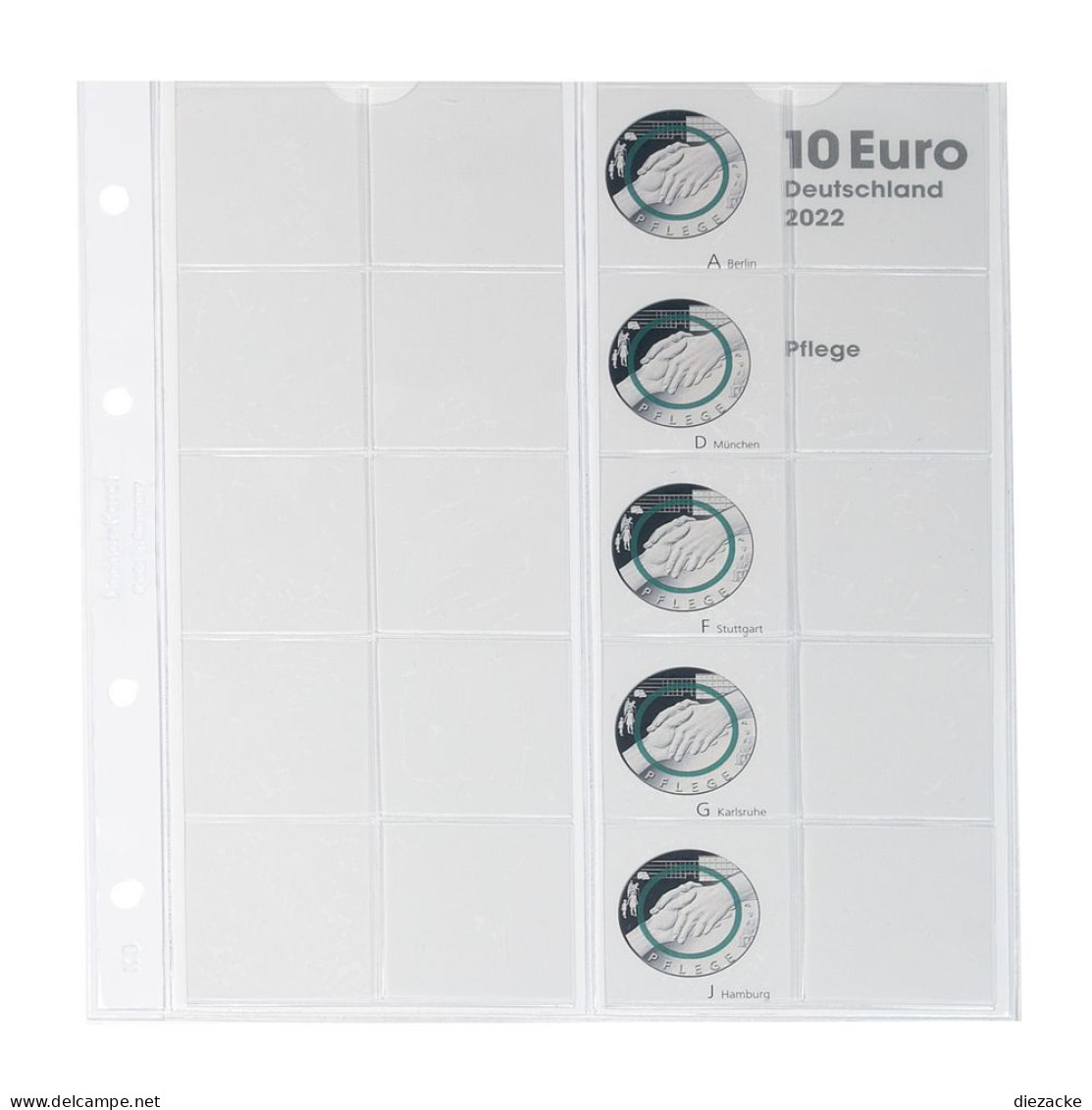 Lindner Vordruckblatt Karat Für 10 Euro-Münzen Polymerring 1110-4 Neu - Materiale