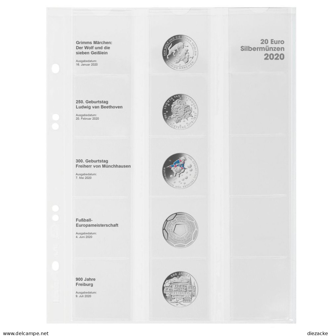 Lindner Vordruckblatt Publica M Für 20 Euro-Silbermünzen MU20E20 Neu - Matériel