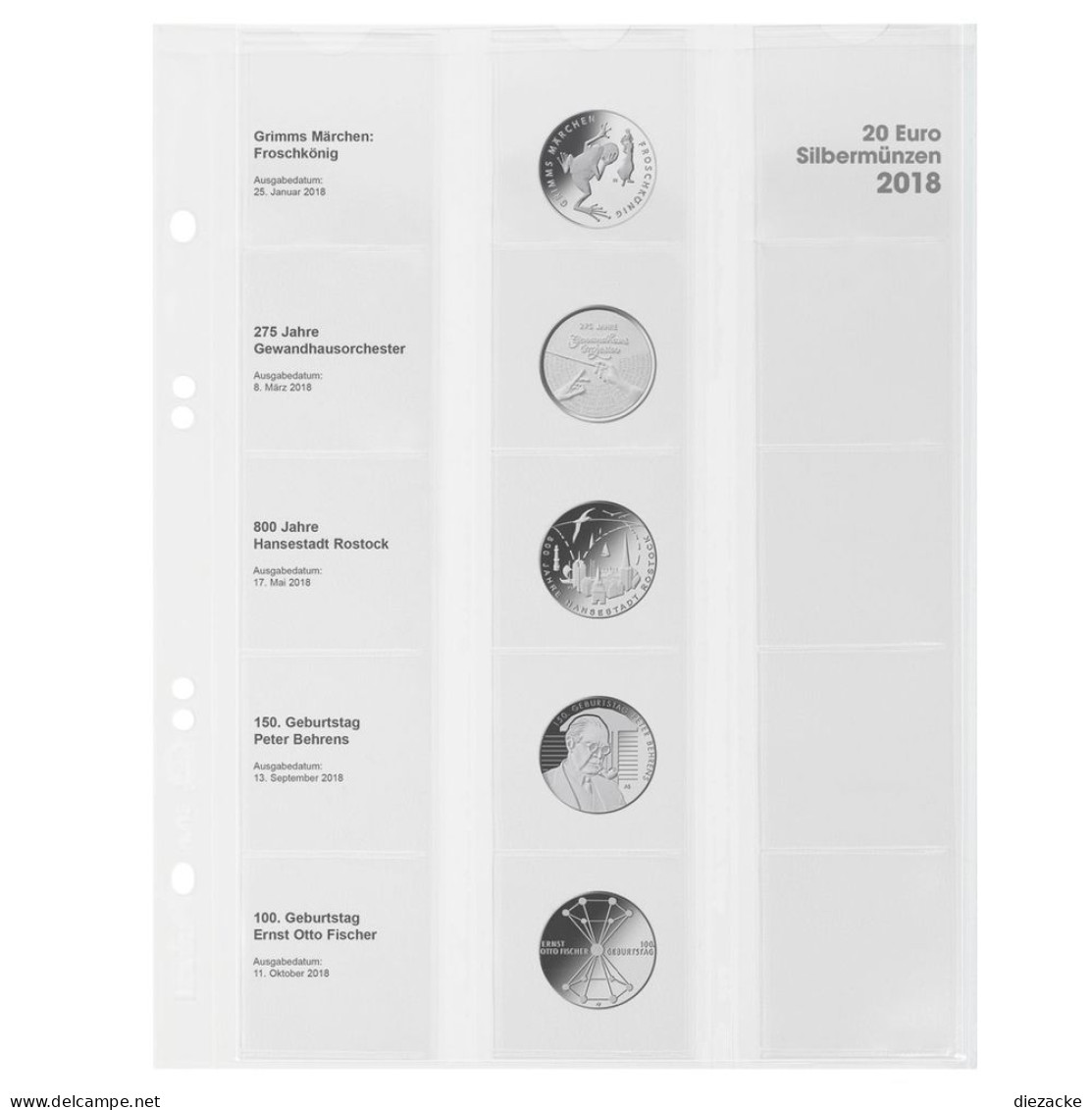 Lindner Vordruckblatt Publica M Für 20 Euro-Silbermünzen MU20E18 Neu - Matériel
