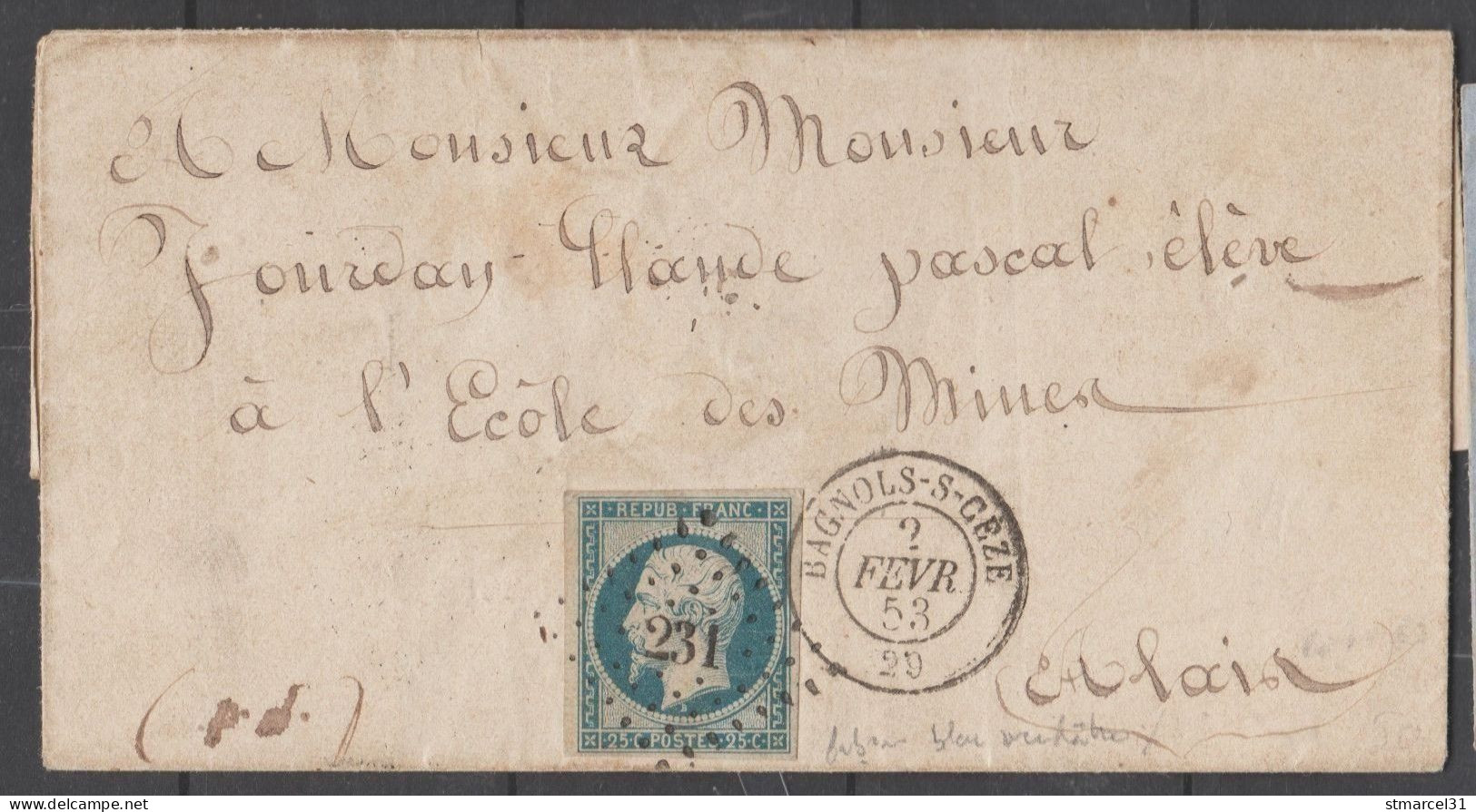 LETTRE HORS COTE LUXE RRR N°10 BLEU VERDATRE + RRRR PD Manuscrit - 1852 Luis-Napoléon