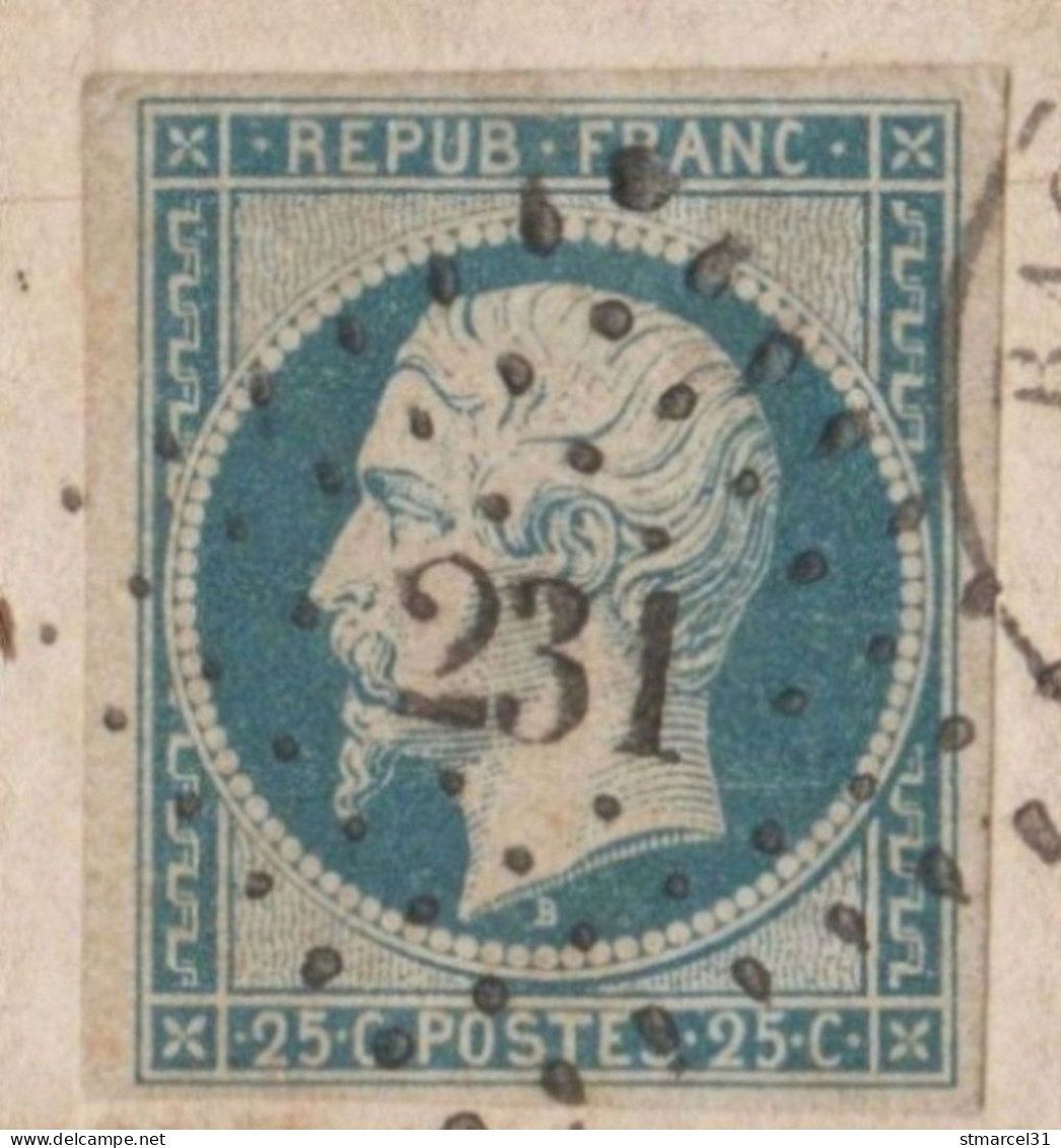 LETTRE HORS COTE LUXE RRR N°10 BLEU VERDATRE + RRRR PD Manuscrit - 1852 Louis-Napoléon