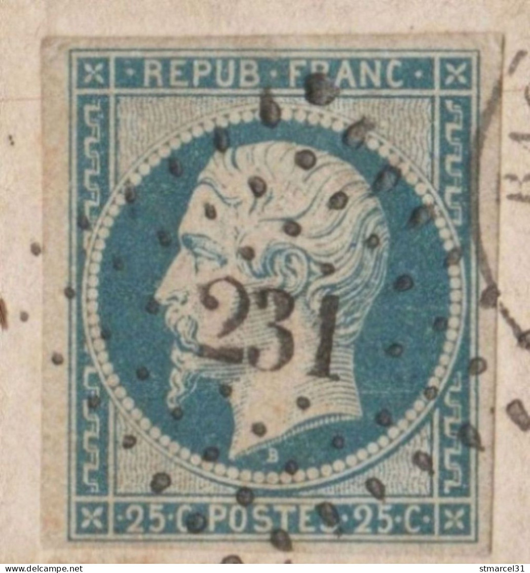 LETTRE HORS COTE LUXE RRR N°10 BLEU VERDATRE + RRRR PD Manuscrit - 1852 Louis-Napoleon