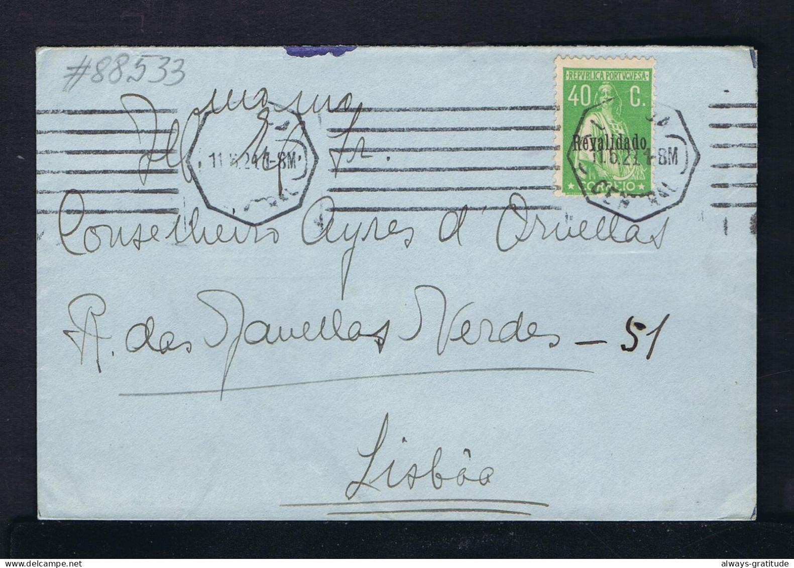 #88533 PORTUGAL Ceres Revalidado 40C. Green (issue Feb. 1929 Till 15 April 1931) Mailed Lisboa - Briefe U. Dokumente