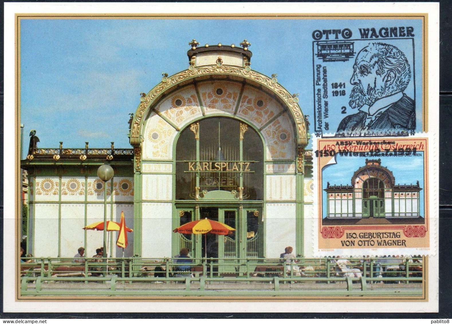 AUSTRIA ÖSTERREICH 1991 OTTO WAGNER METRO SUBWAY 4.50s CARTE MAXIMUM MAXI CARD - Maximumkaarten