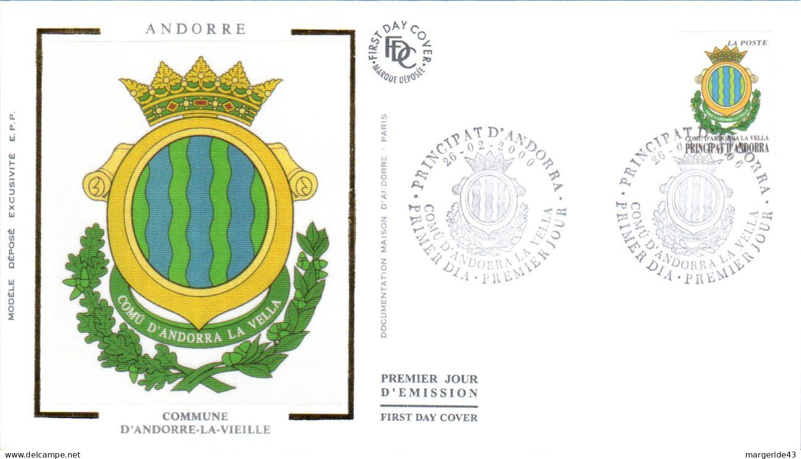 ANDORRE FDC 2000 ARMOIRIES - FDC