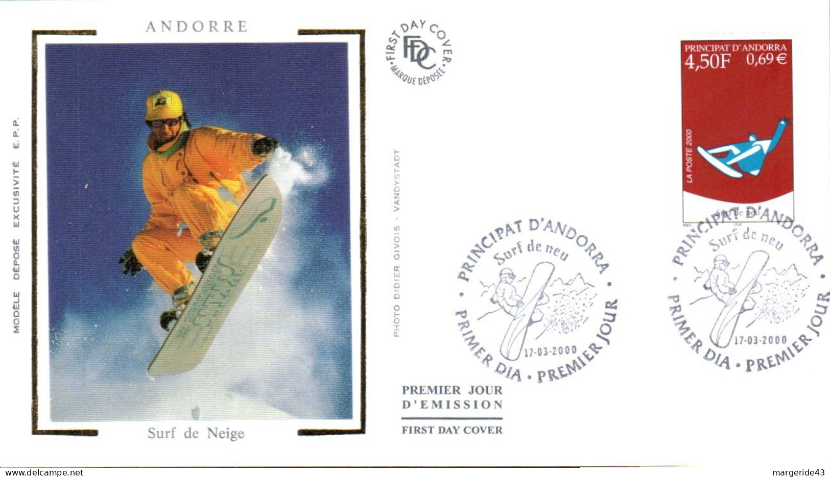 ANDORRE FDC 2000 SURF DE NEIGE - FDC
