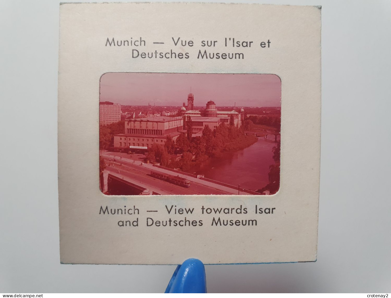 Photo Diapo Diapositive Slide MUNICH MUNCHEN Vue Sur L'ISAR Et Deutsches Museum Tram Tramway En 1965 VOIR ZOOM - Diapositivas