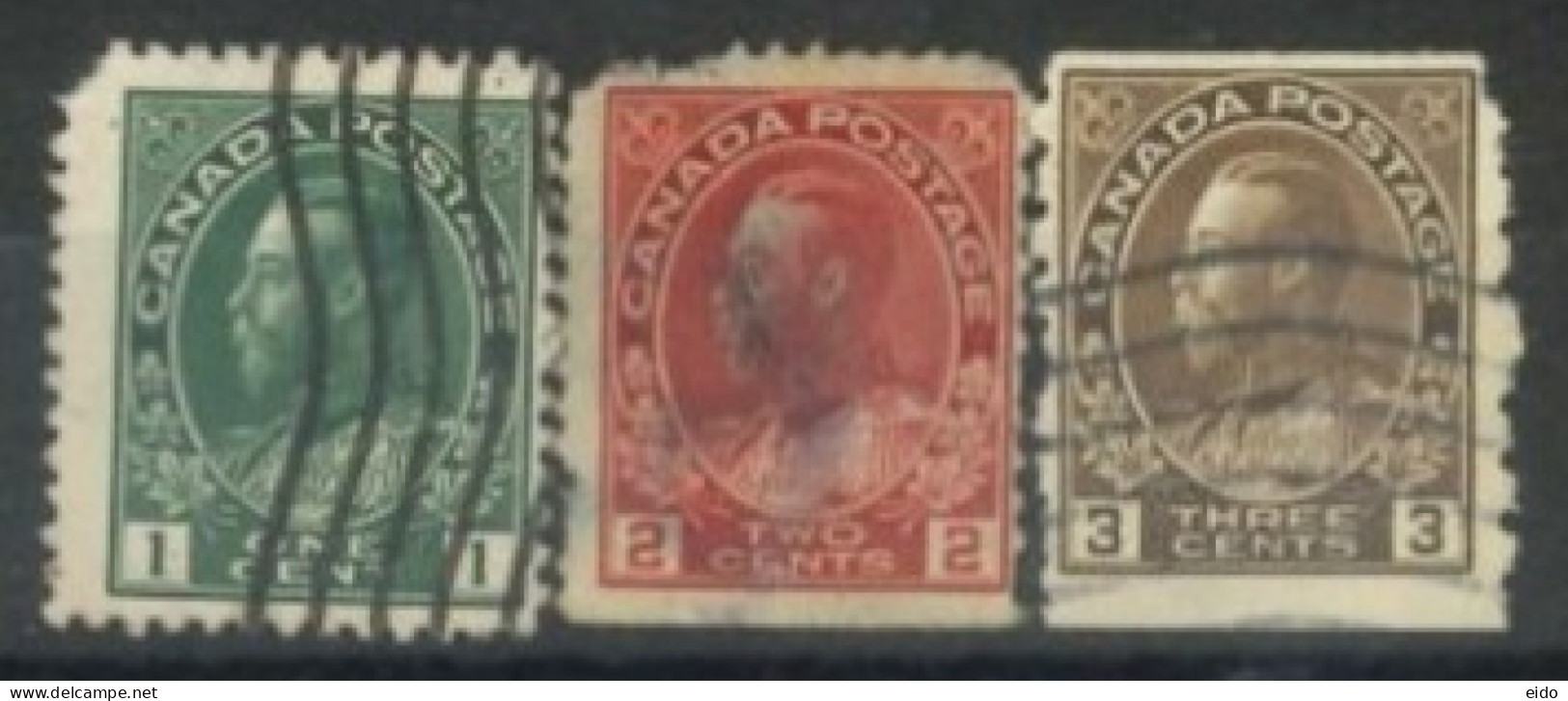 CANADA - 1912, KING GEORGE V STAMPS SET OF 3, USED. - Usati