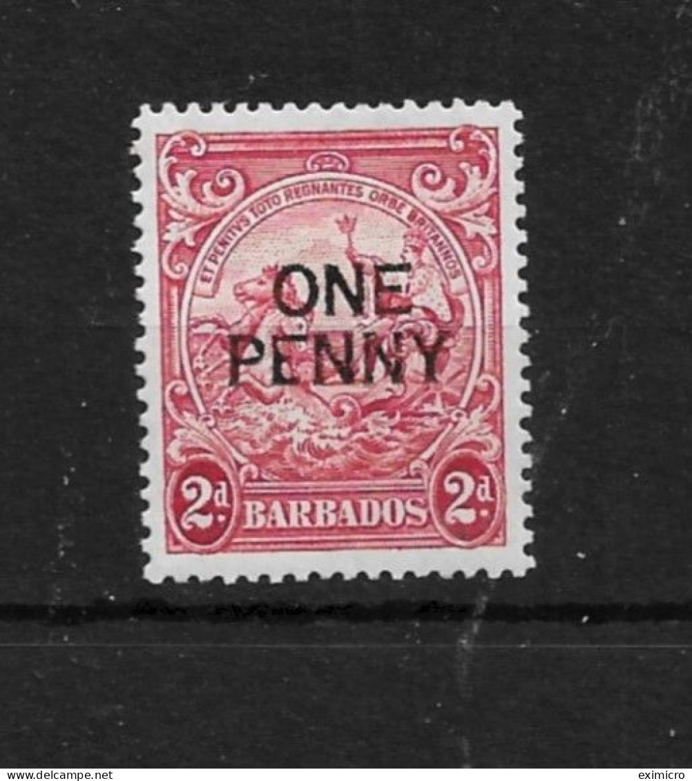 BARBADOS 1947 1d On 2d SG 264ed PERF 13½ X 13  "BROKEN 'E' " VARIETY MOUNTED MINT Cat £140 - Barbades (...-1966)