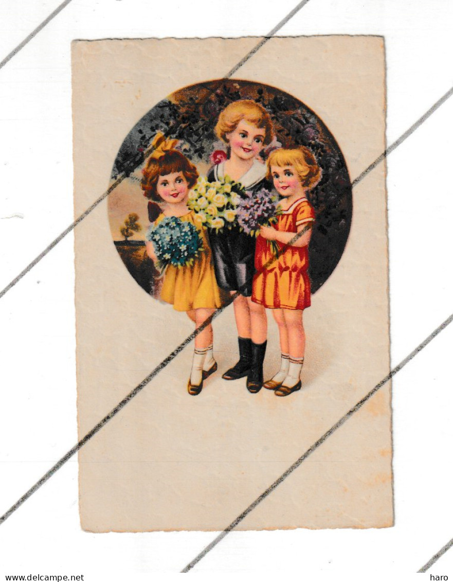 FANTAISIE - Groupe De 3 Enfants - Illustrateur Non Signé - A Lire ! - Amour -  1928 ( B375 ) - Gruppen Von Kindern Und Familien