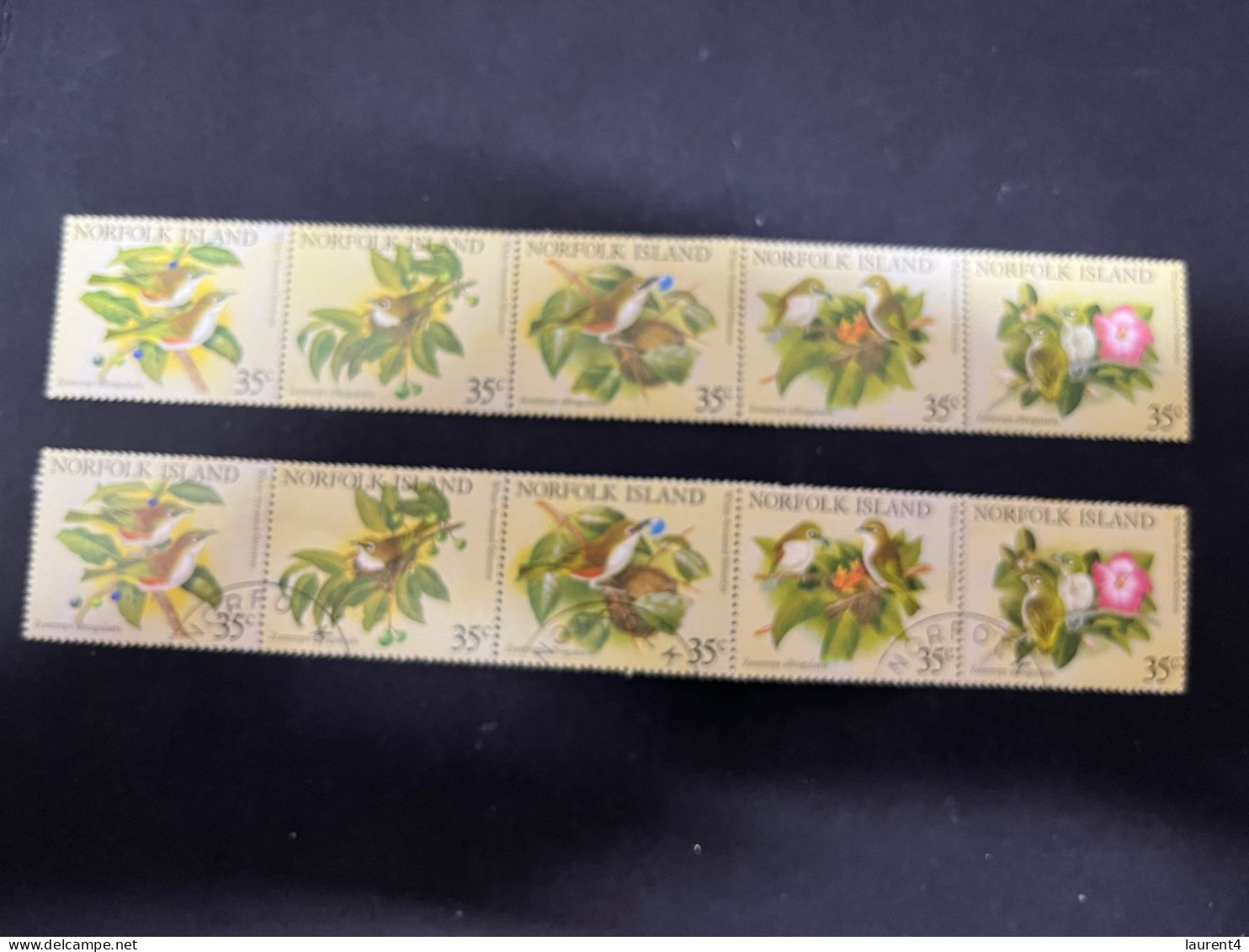 2-5-2024 (stamp) Norfolk Island = 5 Mint = 5 Used Stamps (2 Strip Of 5) BIRDS - Norfolk Island