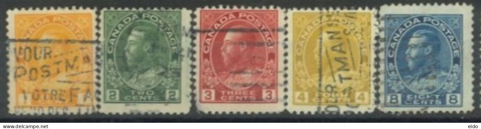 CANADA - 1922, KING GEORGE V STAMPS SET OF 5, USED. - Usati