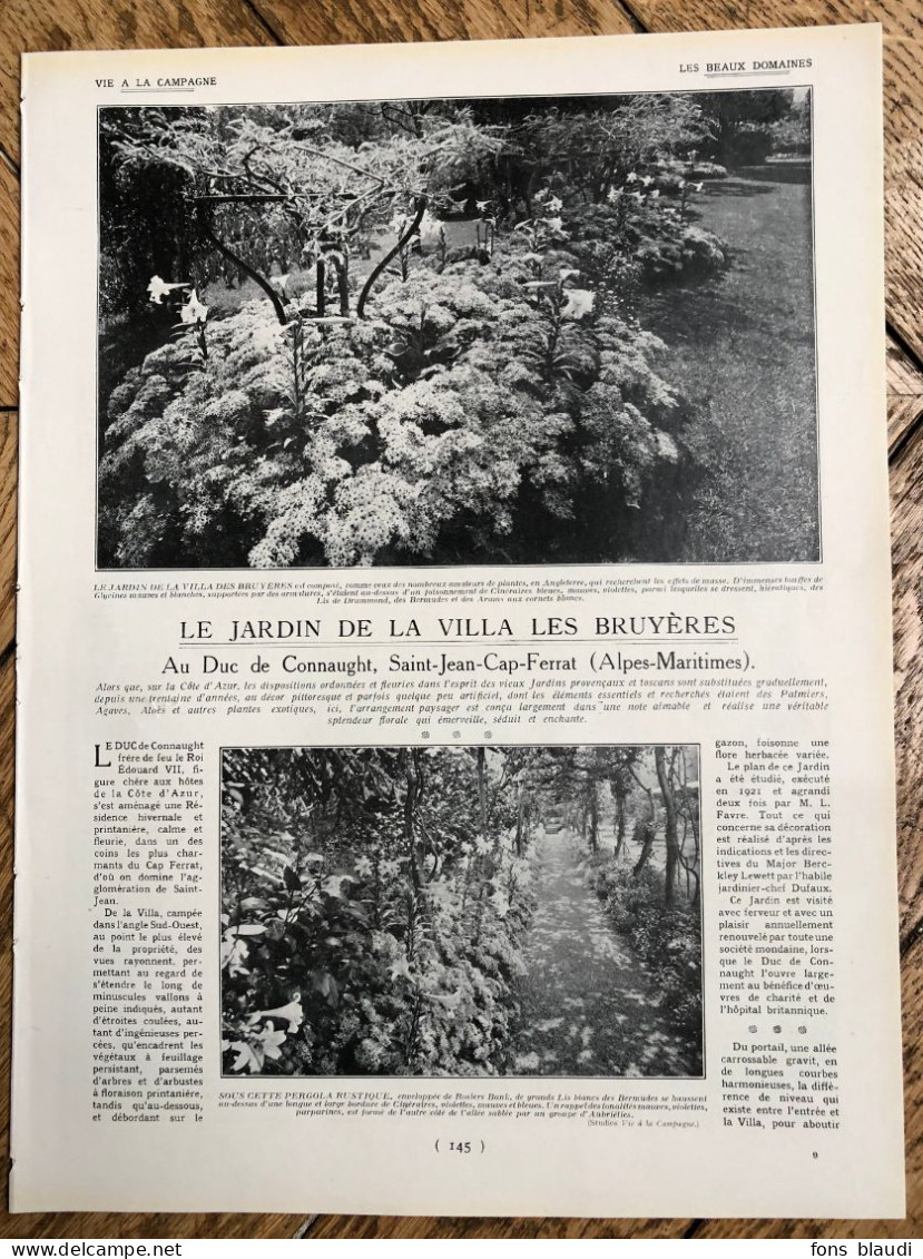 1932 - Le Jardin De La Villa Les Bruyères à Saint-Jean-Cap-Ferrat (Alpes-Maritimes) - Article De 4 Pp. - Unclassified