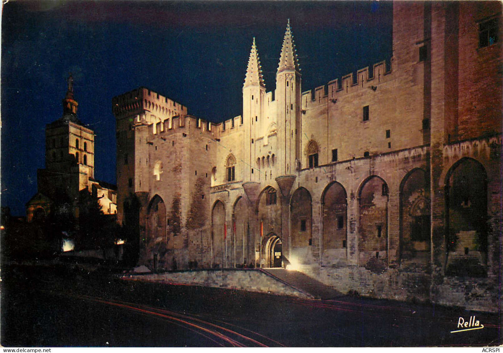 AVIGNON Effet De Nuit Façade Occidentale Du Palais Des Papes Et La Tour De La Campane 29(scan Recto Verso)MF2702 - Avignon (Palais & Pont)