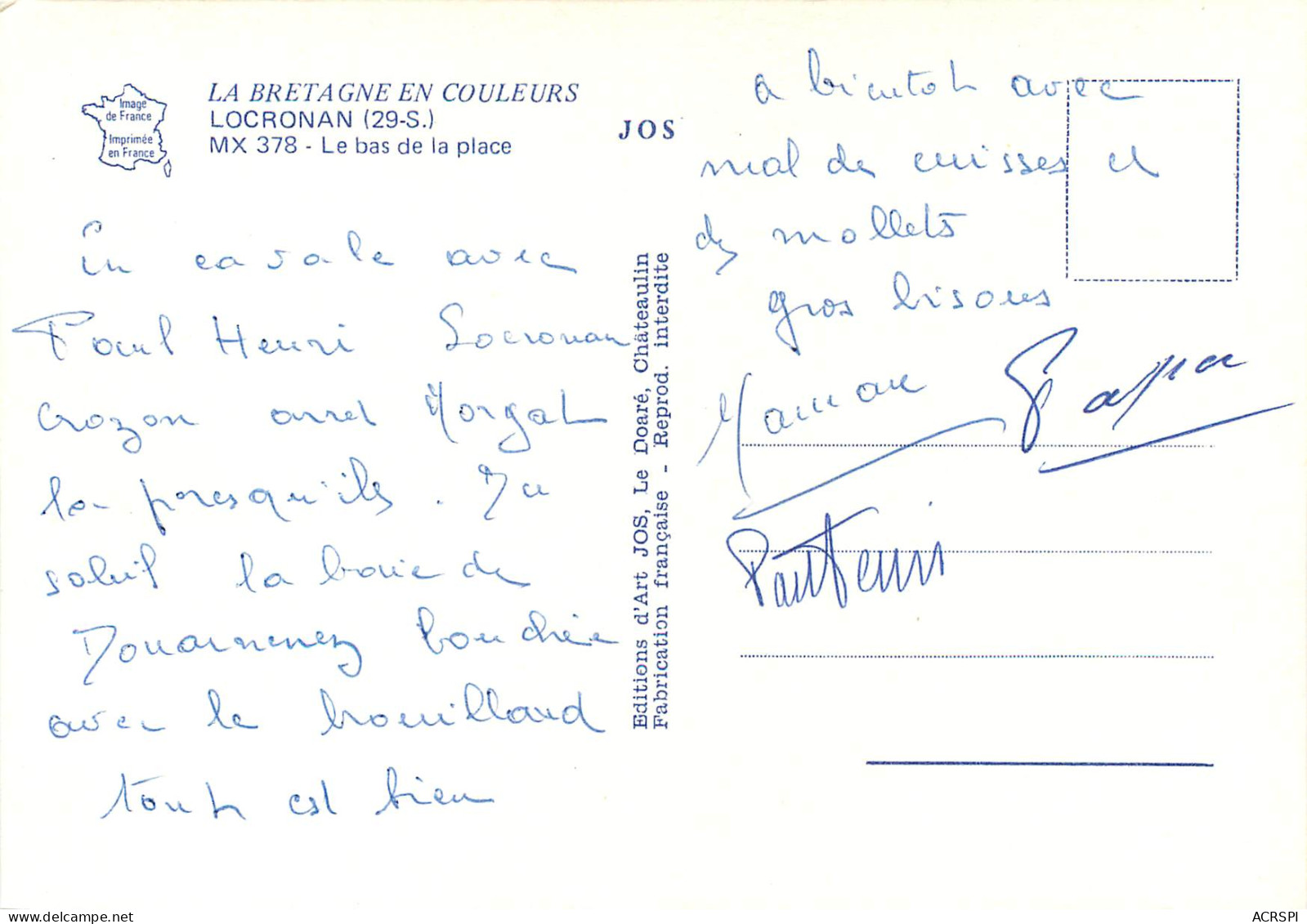 LOCRONAN Le Bas De La Place 22 (scan Recto Verso)MF2720 - Locronan