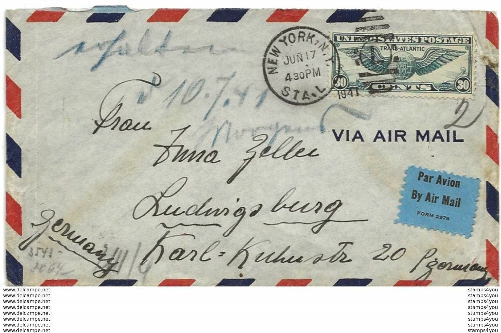 221 - 10 - Enveloppe Envoyée De New York En Allemagne - Censure - 2. Weltkrieg