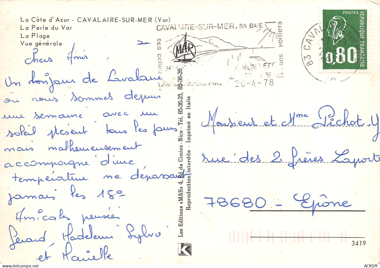 CAVALAIRE Sur Mer  Ski Nautique Plage  20 (scan Recto Verso)MF2722VIC - Cavalaire-sur-Mer