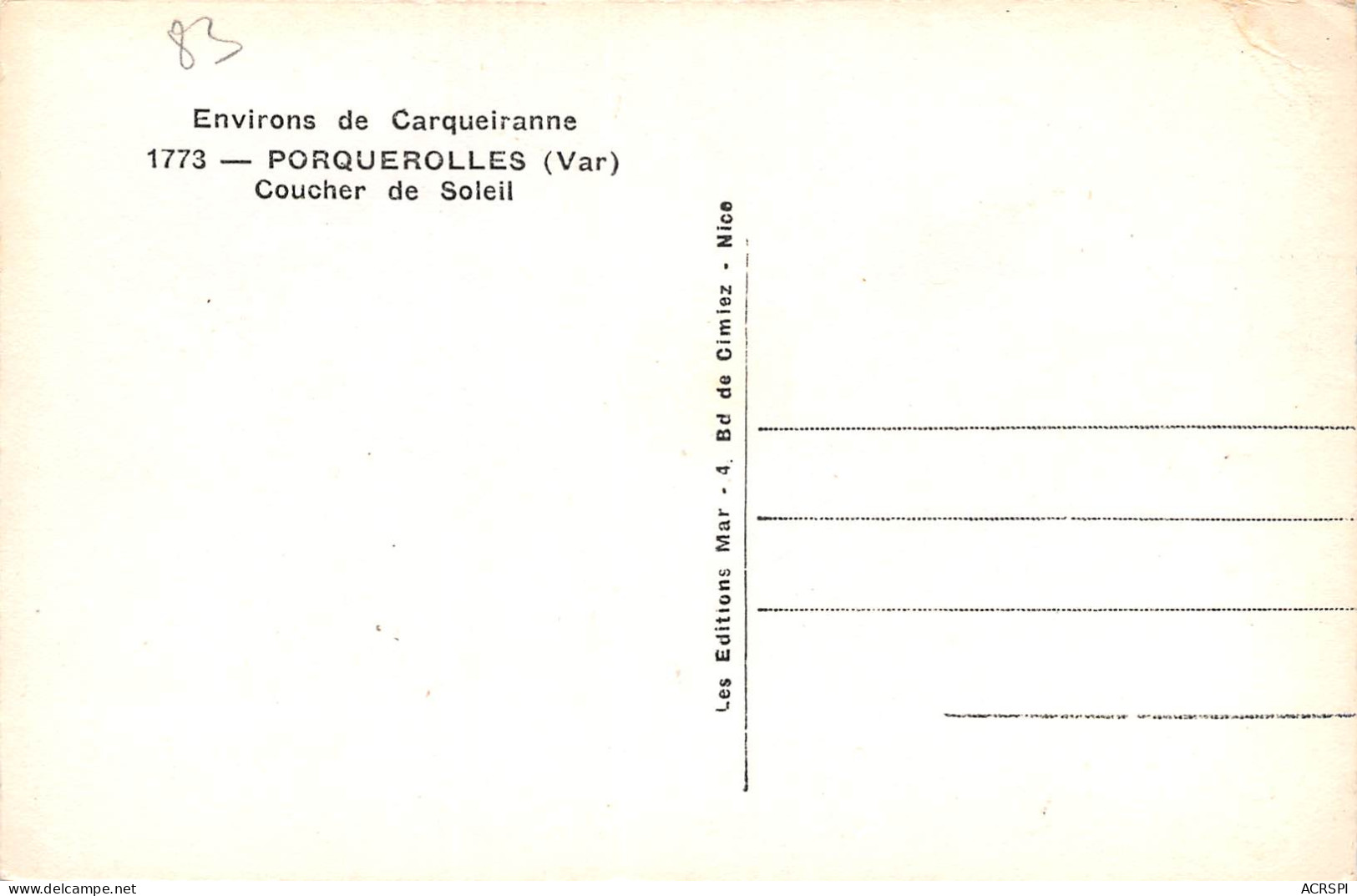 Ile De Porquerolles Coucher De Soleil  2 (scan Recto Verso)MF2724BIS - Porquerolles