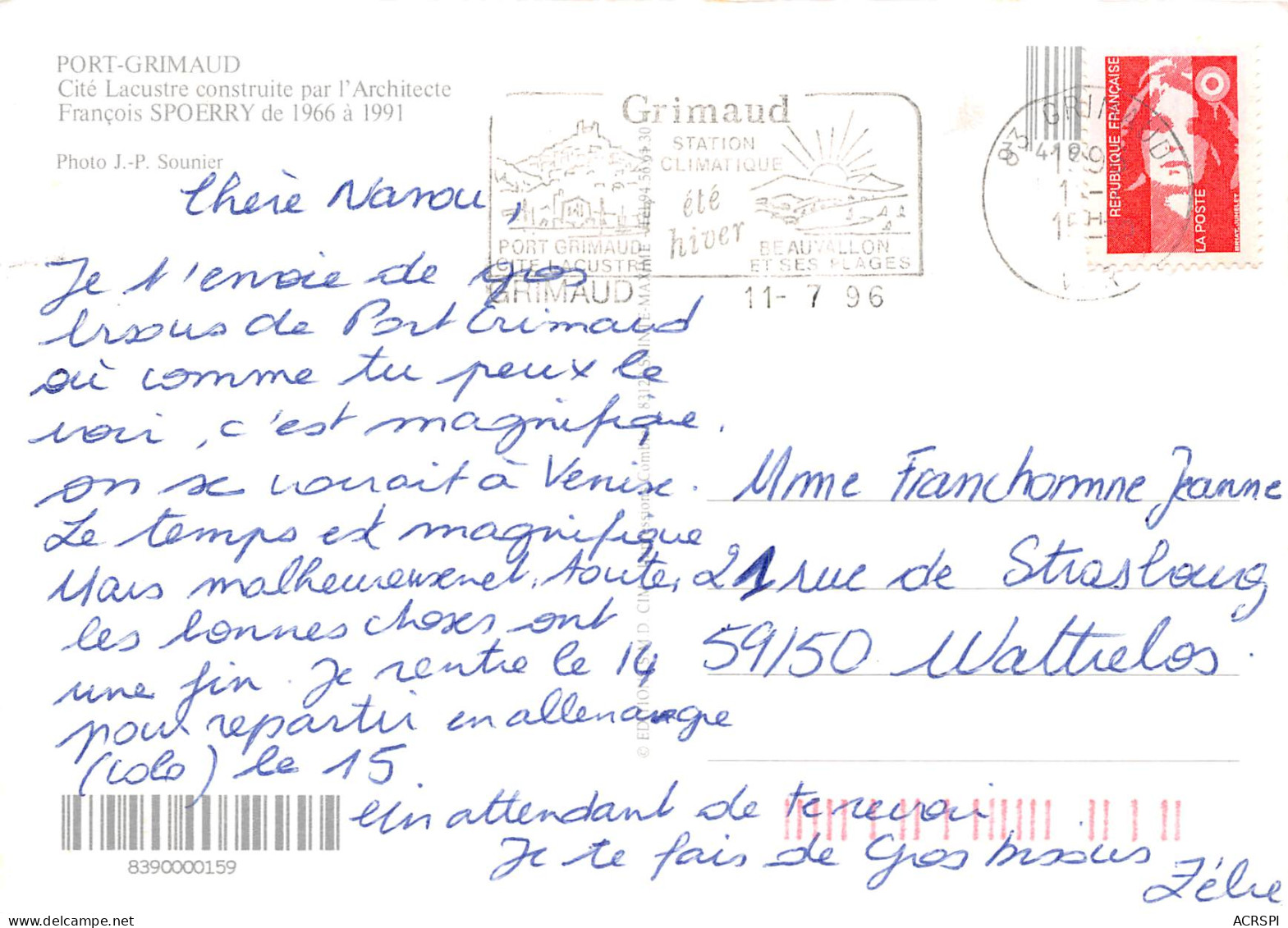 PORT GRIMAUD Cité Lacustre Par F. SPOERRY  20 (scan Recto Verso)MF2724BIS - Port Grimaud