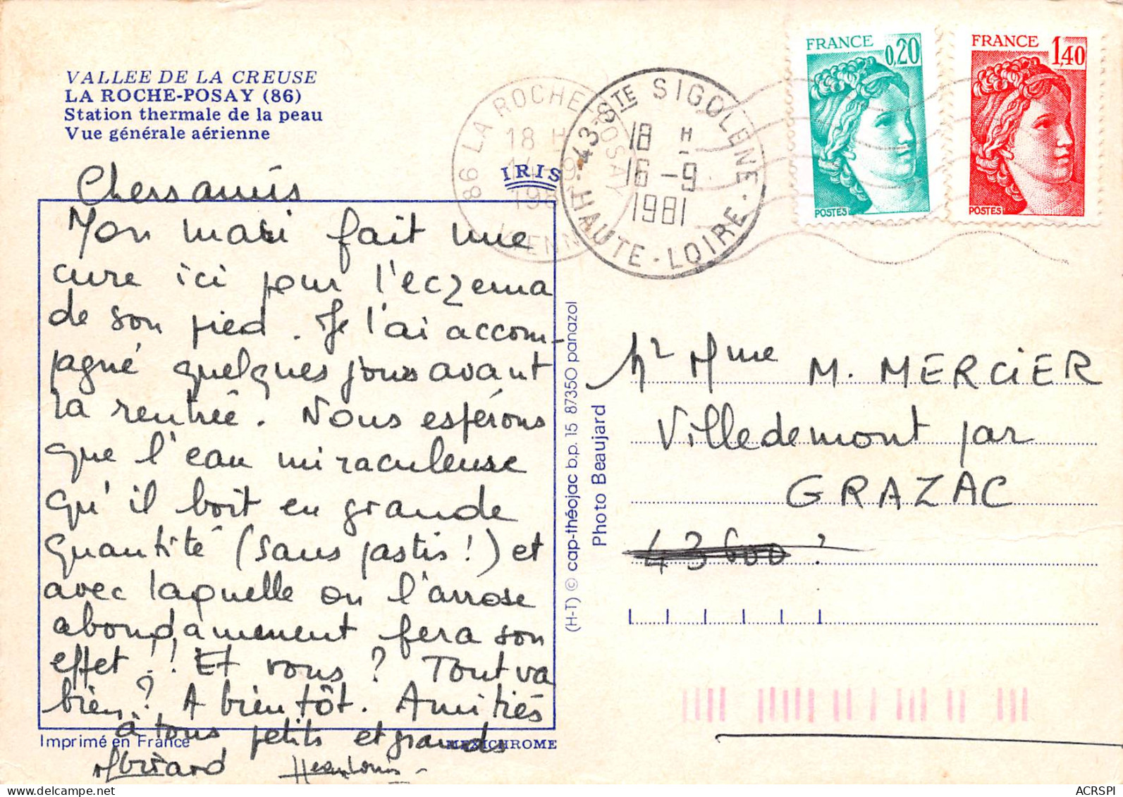 LA ROCHE POSAY  Vue Générale Aérienne  3 (scan Recto Verso)MF2726BIS - La Roche Posay