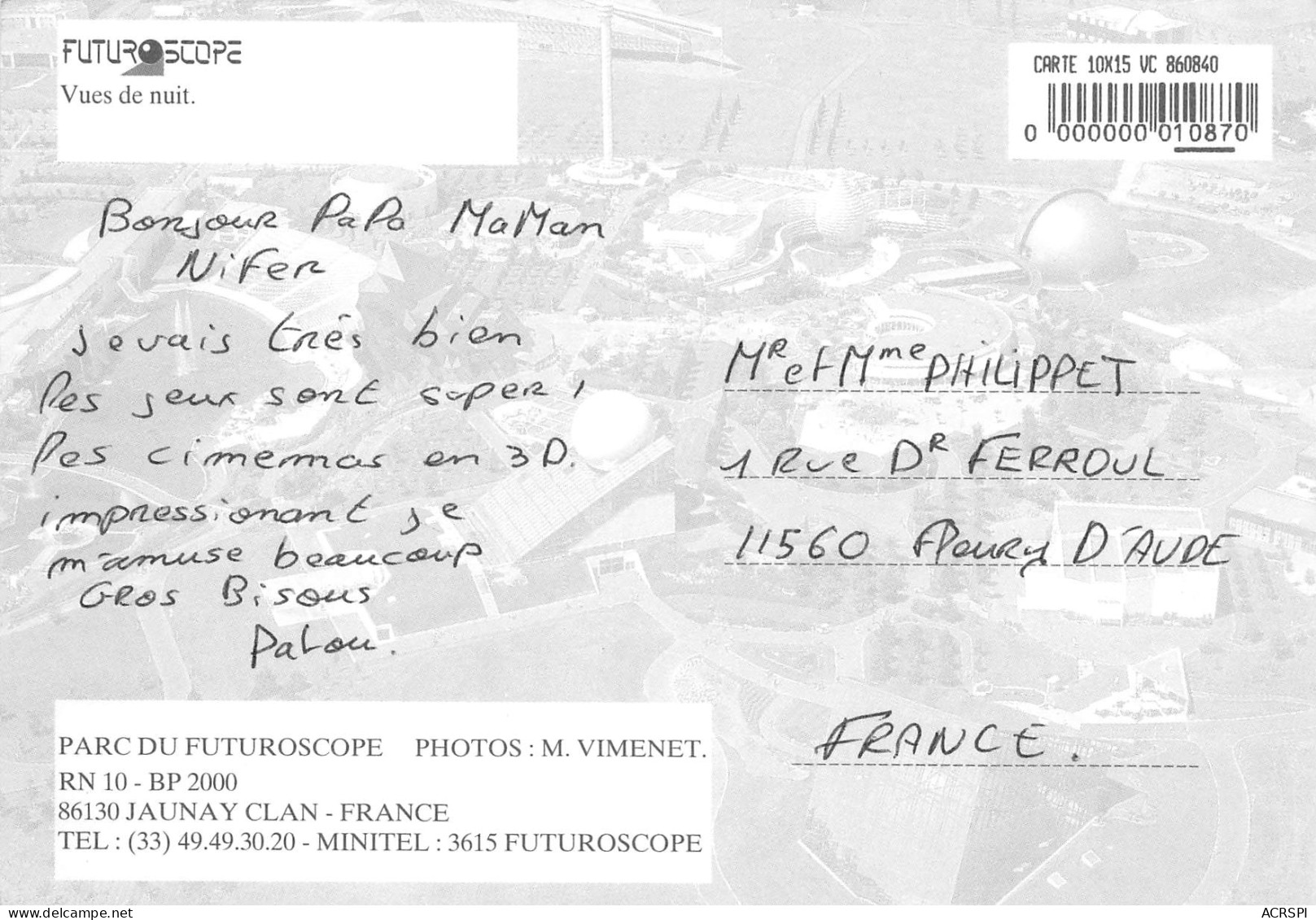 JAUNAY CLAN Chasseneuil-du-Poitou   Parc Du Futuroscope Vues De Nuit 14 (scan Recto Verso)MF2726BIS - La Roche Posay