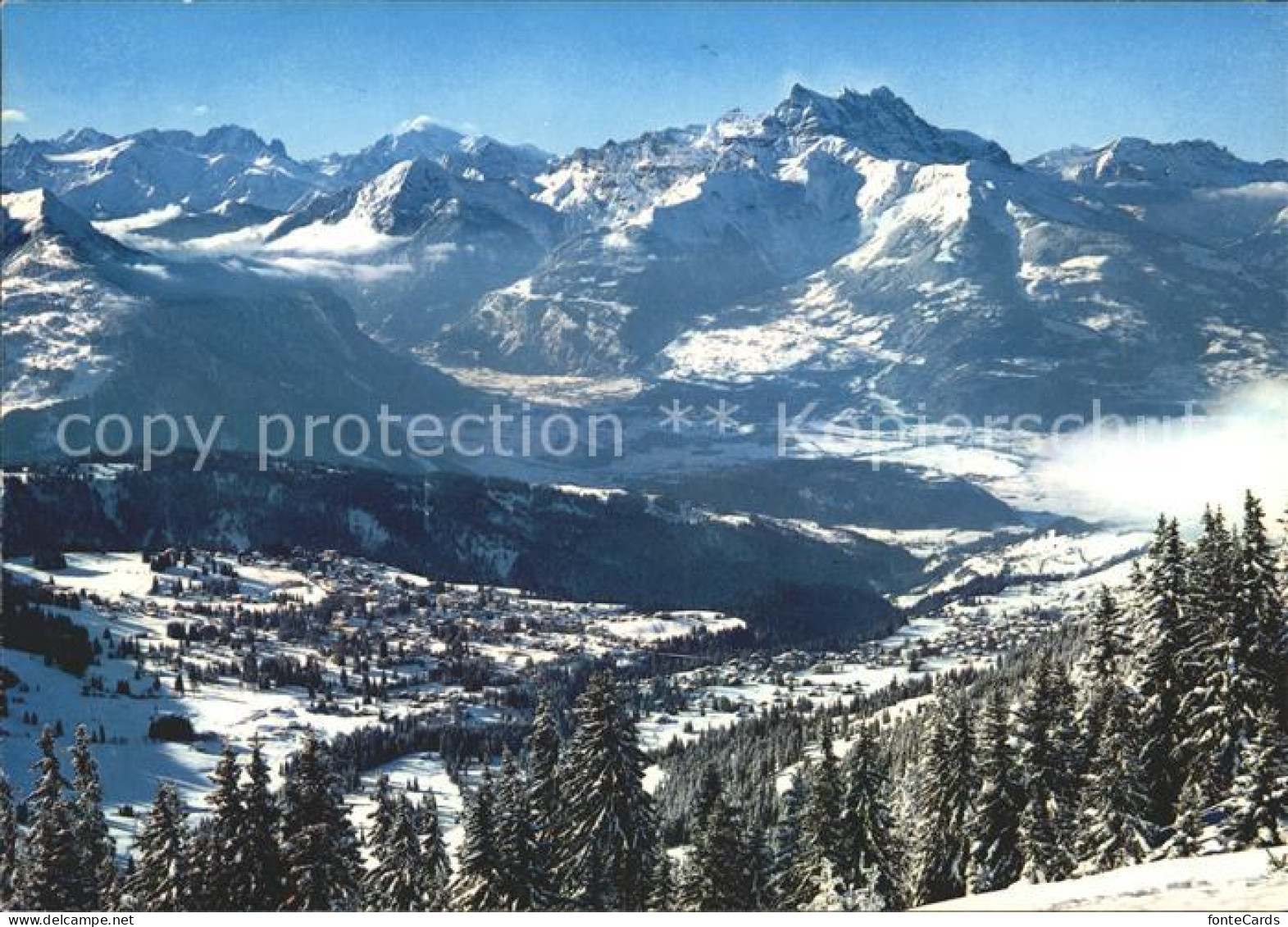 11856408 Villars Chesieres Vue Generale Au Fond Le Glacier Du Trient Mont Blanc  - Otros & Sin Clasificación