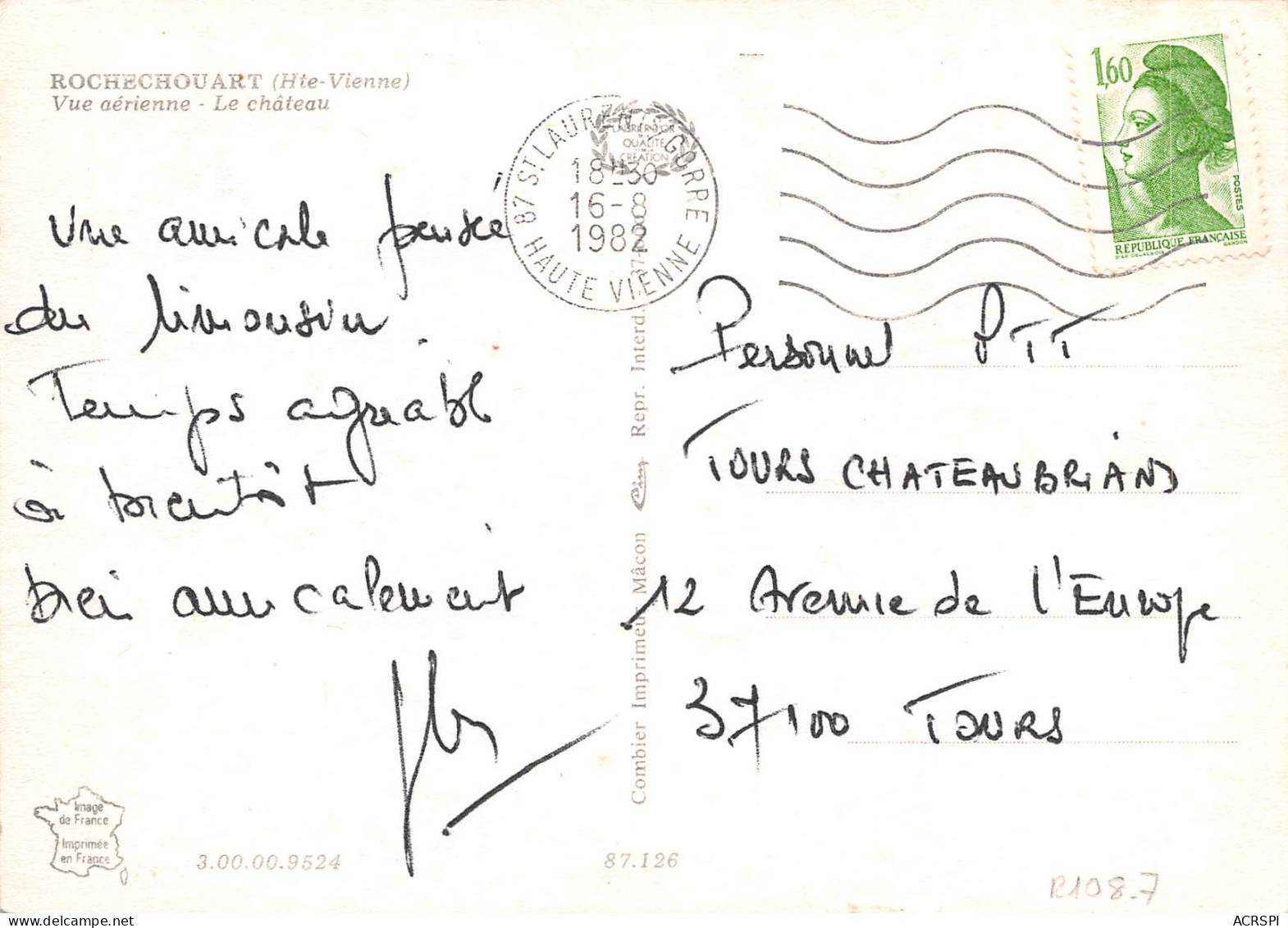 87 ROCHECHOUART  Le Chateau Vue Aerienne 27 (scan Recto Verso)MF2728UND - Rochechouart