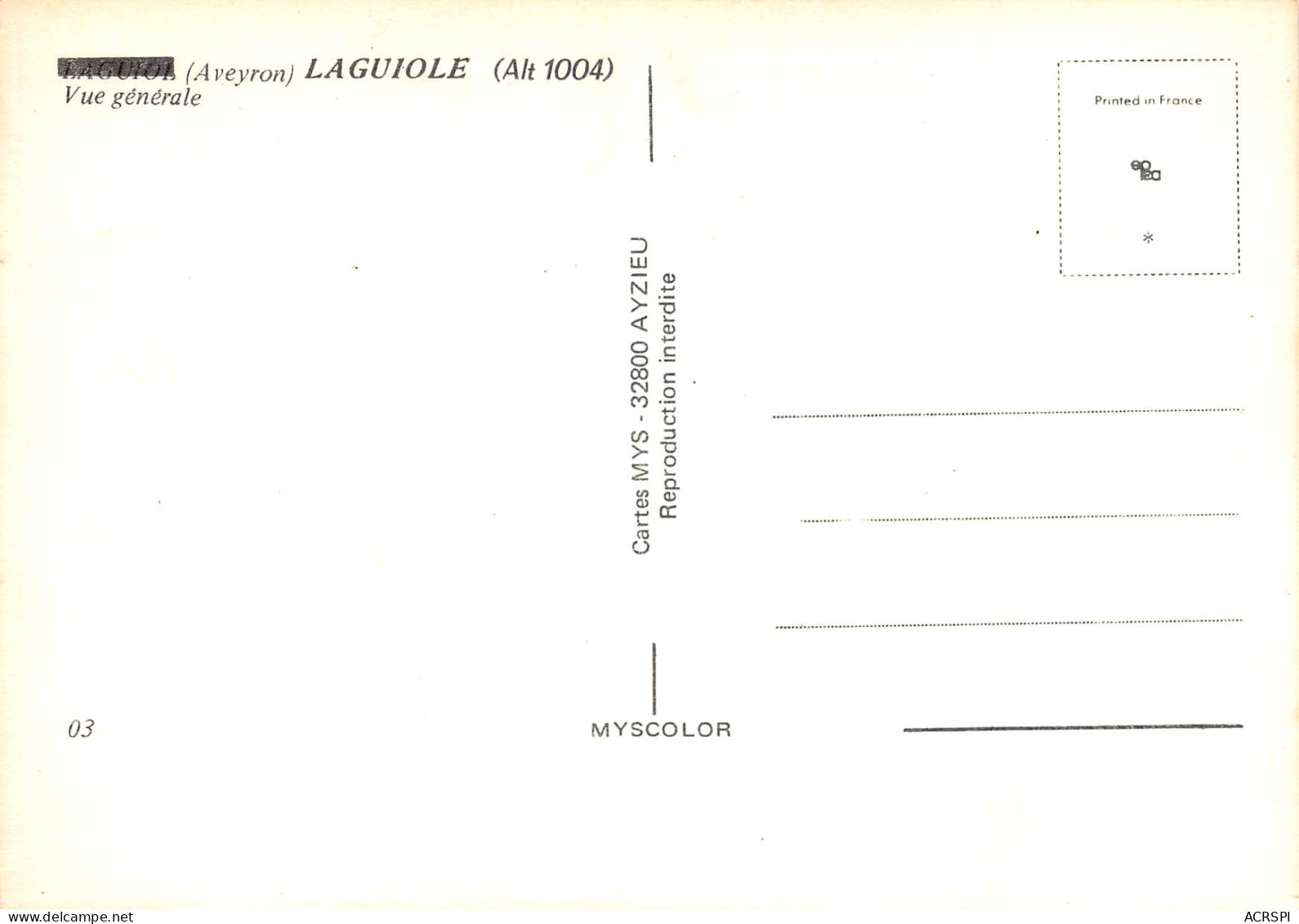 LAGUIOLE Vue Générale  6 (scan Recto Verso)MF2730TER - Laguiole