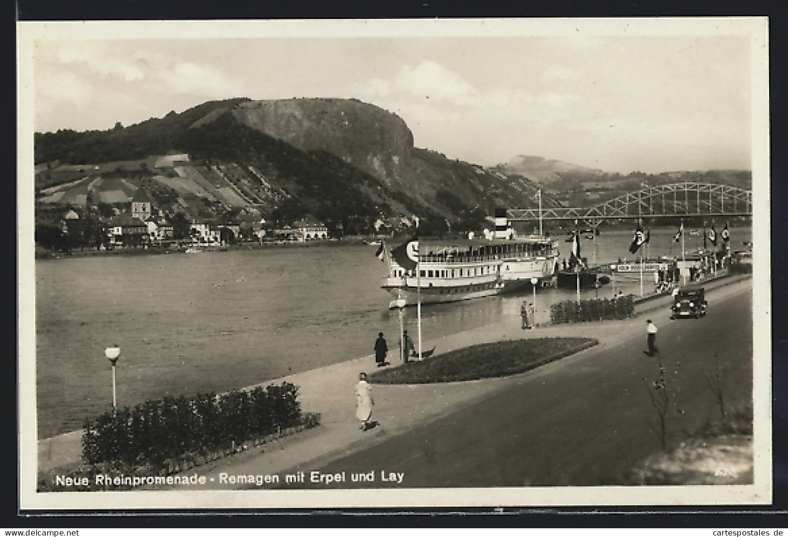 AK Remagen, Dampfer An Der Neuen Rheinpromenade Mit Erpel Und Lay  - Remagen