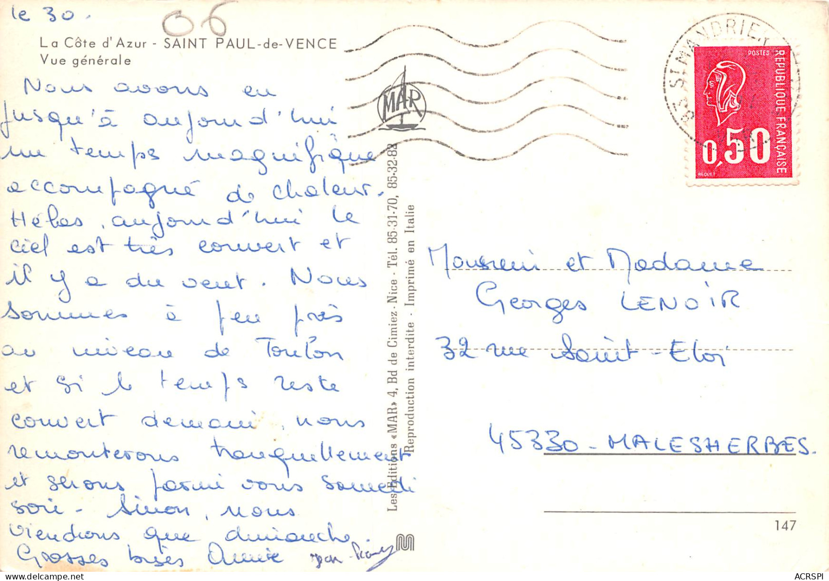 SAINT PAUL DE VENCE Vue Générale  24 (scan Recto Verso)MF2730VIC - Saint-Paul