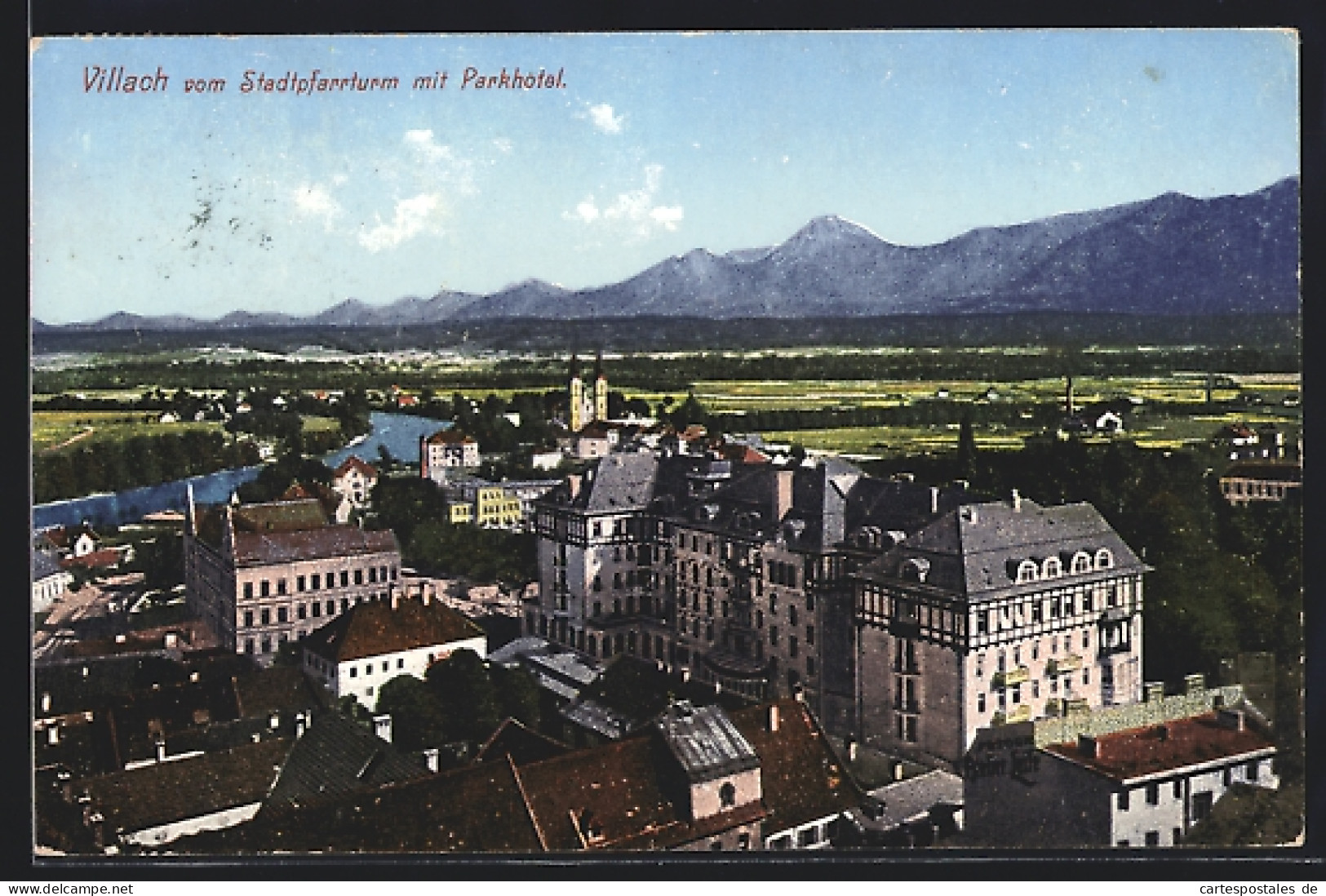 AK Villach, Ortsansicht Mit Parkhotel Vom Stadtpfarrturm  - Autres & Non Classés