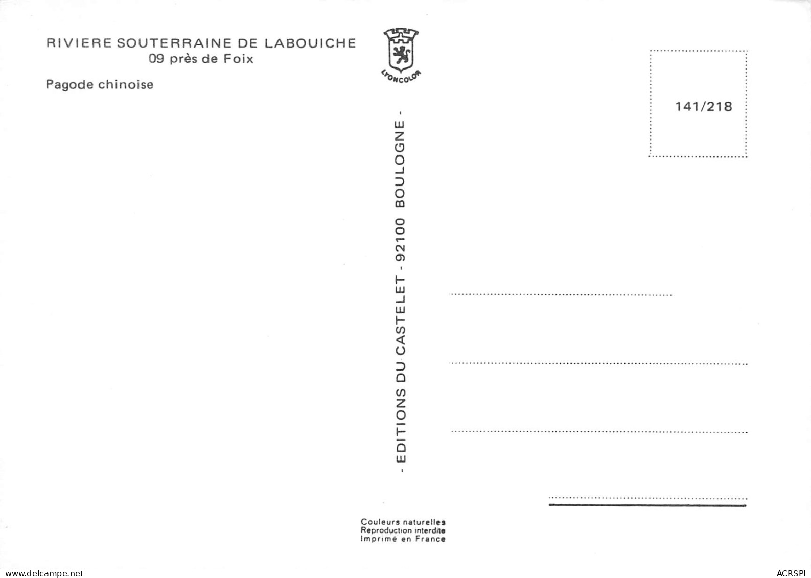 09  FOIX Riviere De LABOUICHE  La Pagode Chinoise 6 (scan Recto Verso)MF2734BIS - Foix