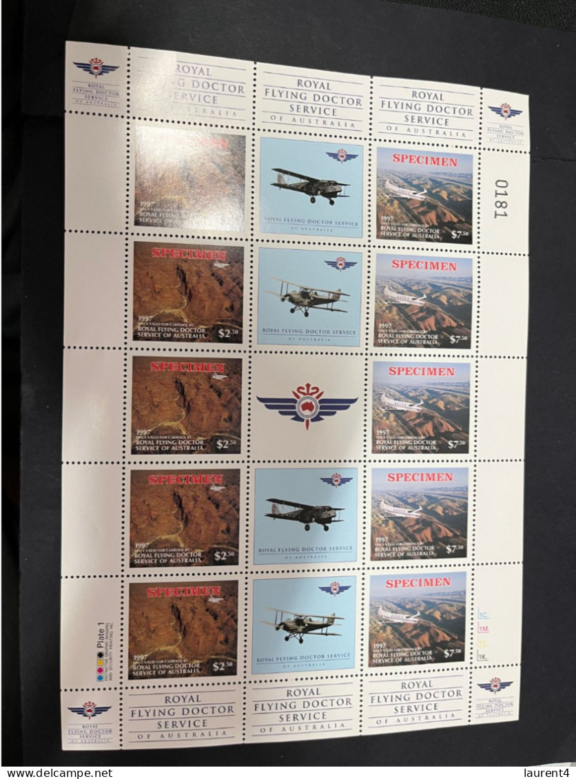 2-5-2024 (stamp) Australia Cinderella - Royal Flying Doctor Service Of Australia (Specimen) Aircraft / Aviation (0181) - Airplanes