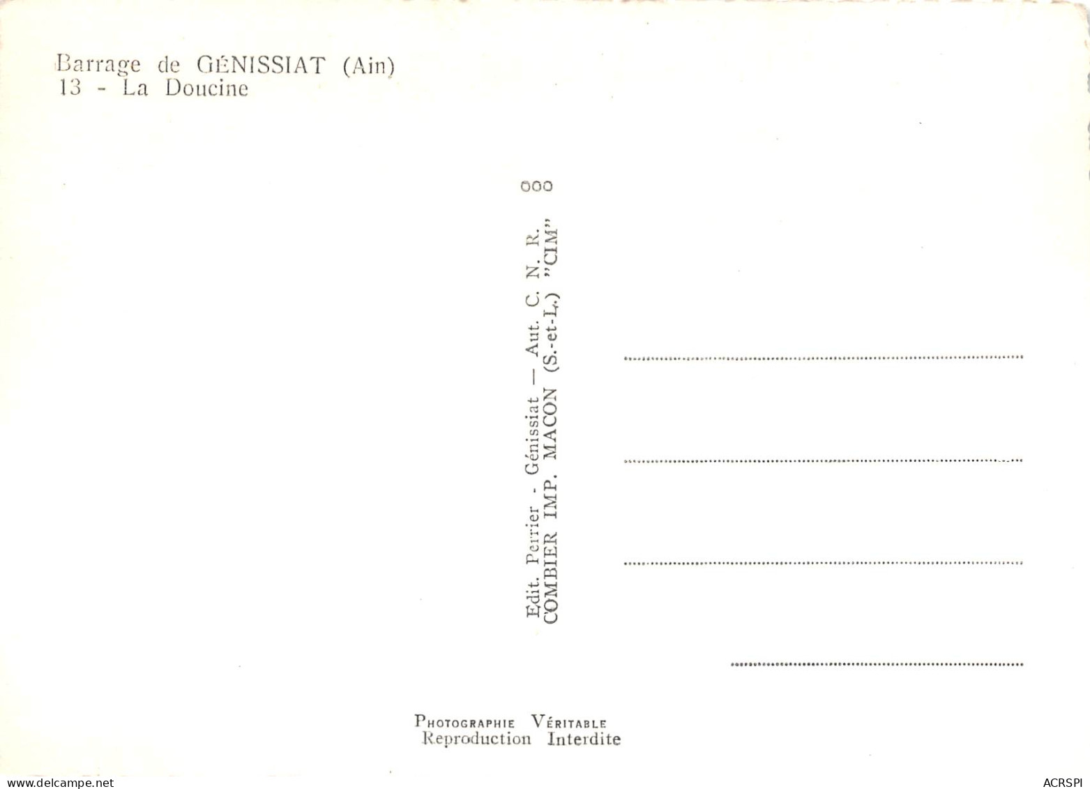 Barrage De GENISSIAT La Doucine  32 (scan Recto Verso)MF2734VIC - Génissiat