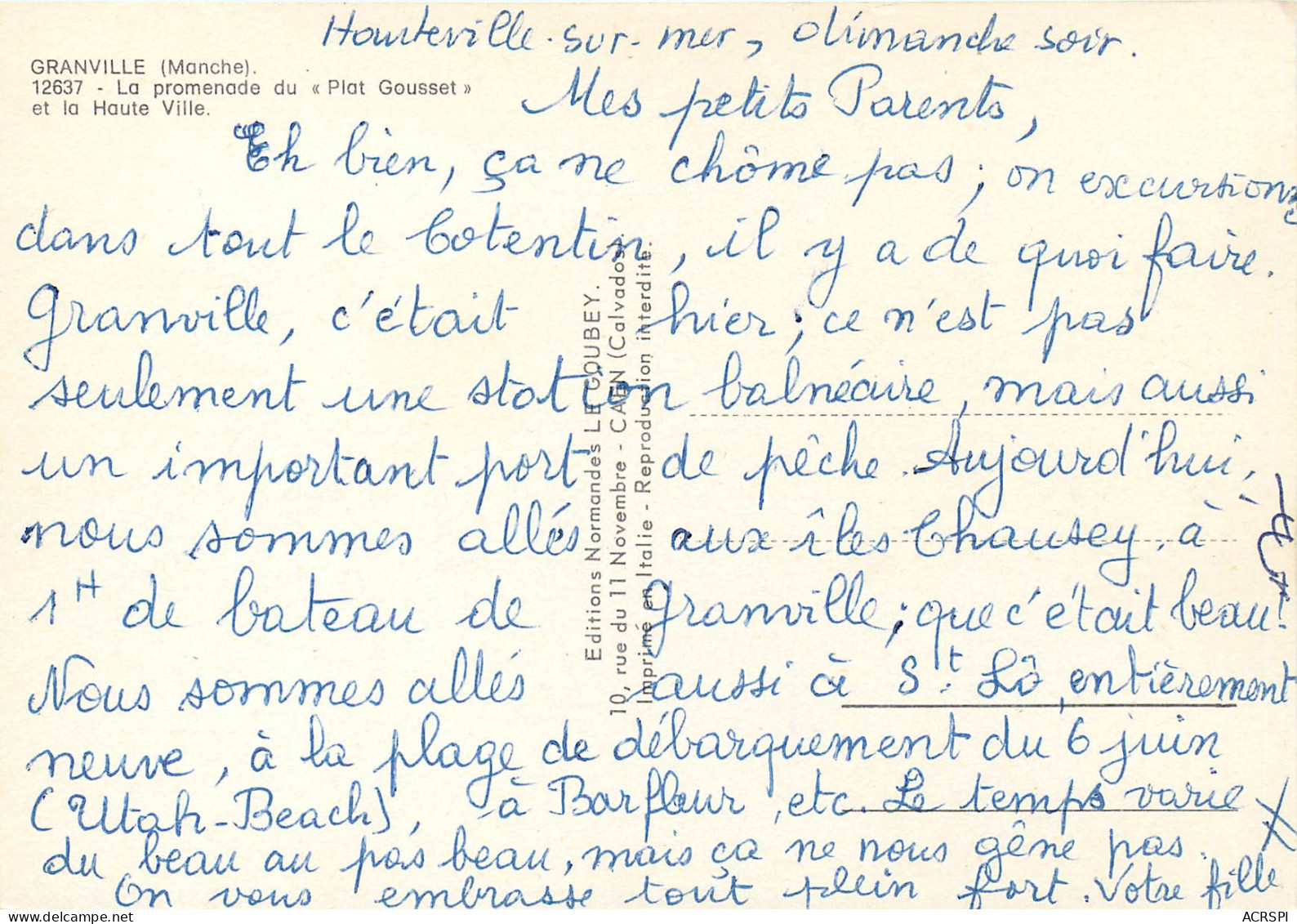 GRANVILLE La Promenade Du Plat Gousset Et La Haute Ville 14(scan Recto Verso)MF2736 - Granville