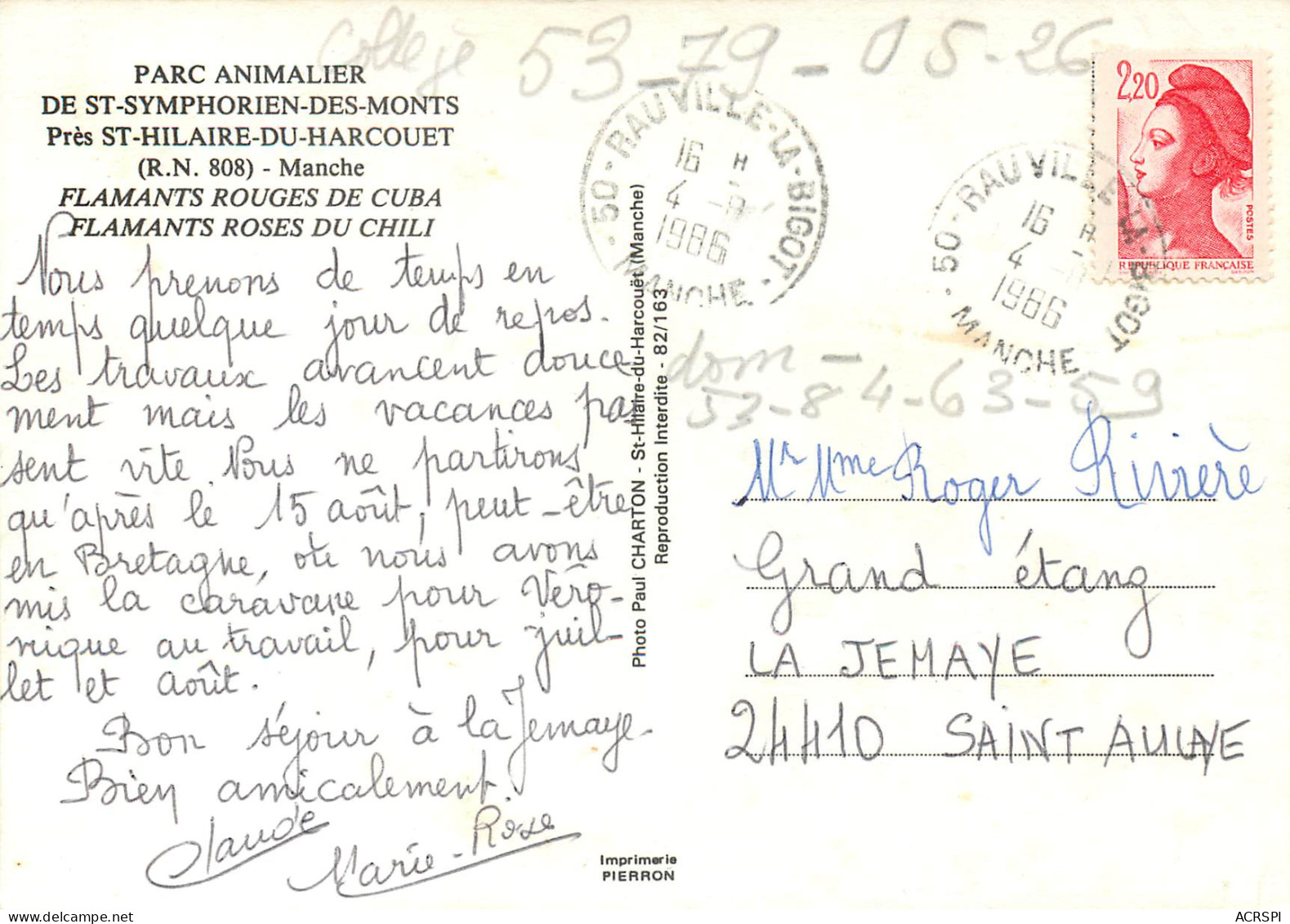 Parc Animalier De St Symphorien Des Monts 12(scan Recto Verso)MF2737 - Saint Hilaire Du Harcouet