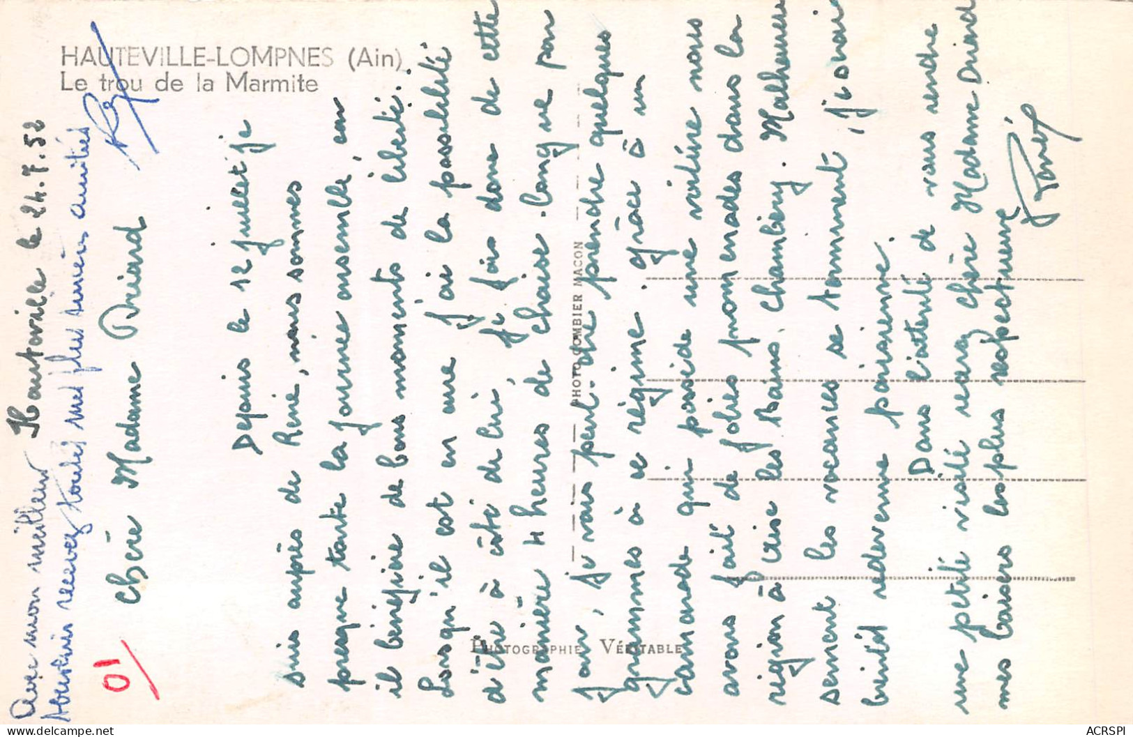 HAUTEVILLE LOMPNES Le Trou De La Marmite  1 (scan Recto Verso)MF2738BIS - Hauteville-Lompnes