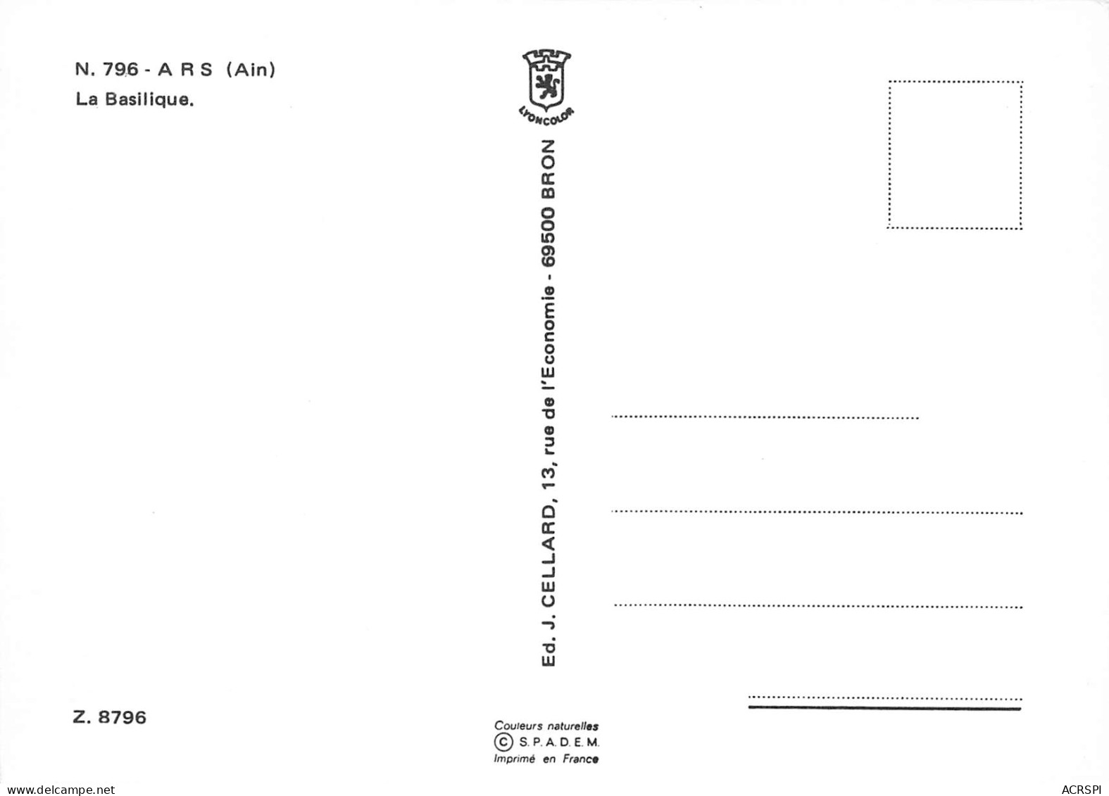 Ars-sur-Formans  JASSANS RIOTTIER  La Basilique  16 (scan Recto Verso)MF2738VIC - Ars-sur-Formans