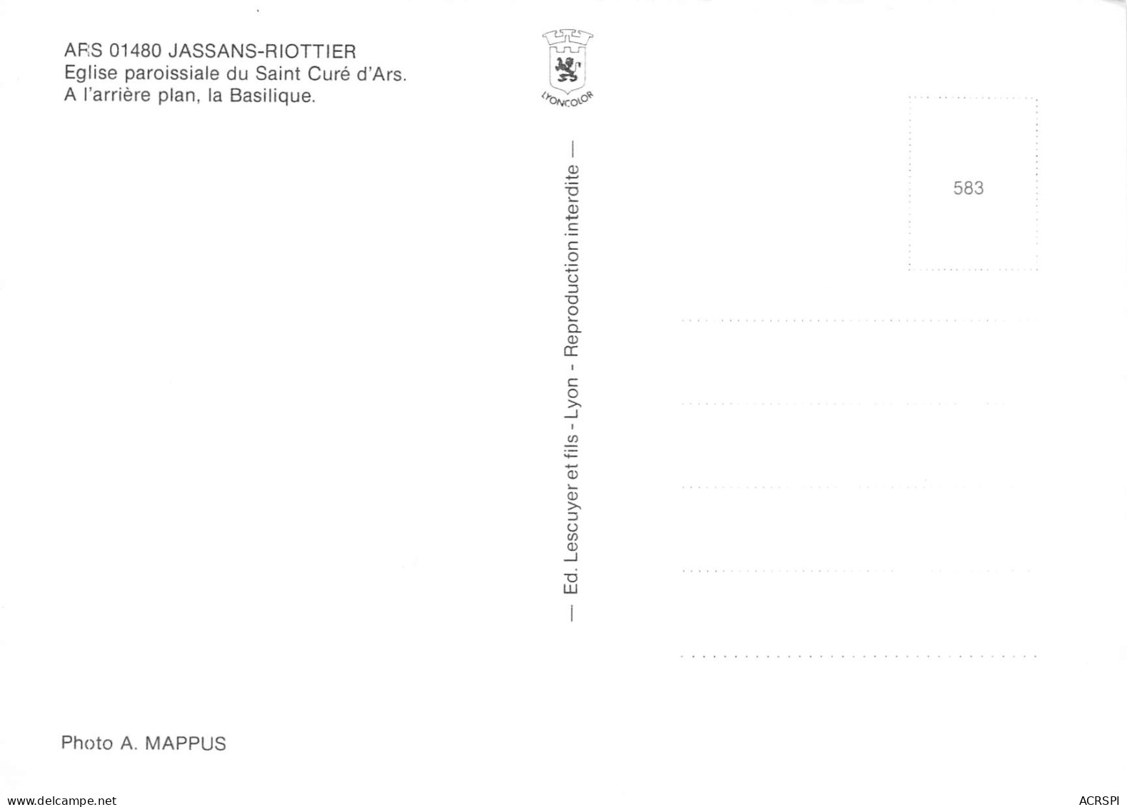 Ars-sur-Formans  JASSANS RIOTTIER  Le Syndicat D'initiative  25 (scan Recto Verso)MF2738VIC - Ars-sur-Formans