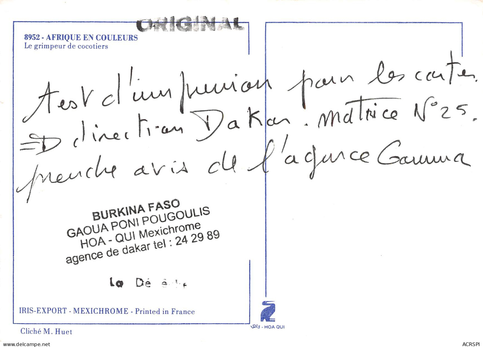 BURKINA FASO Le Grimpeur De Cocotiers Gaoua Poni Pougoulis  28 (scan Recto Verso)MF2740TER - Burkina Faso