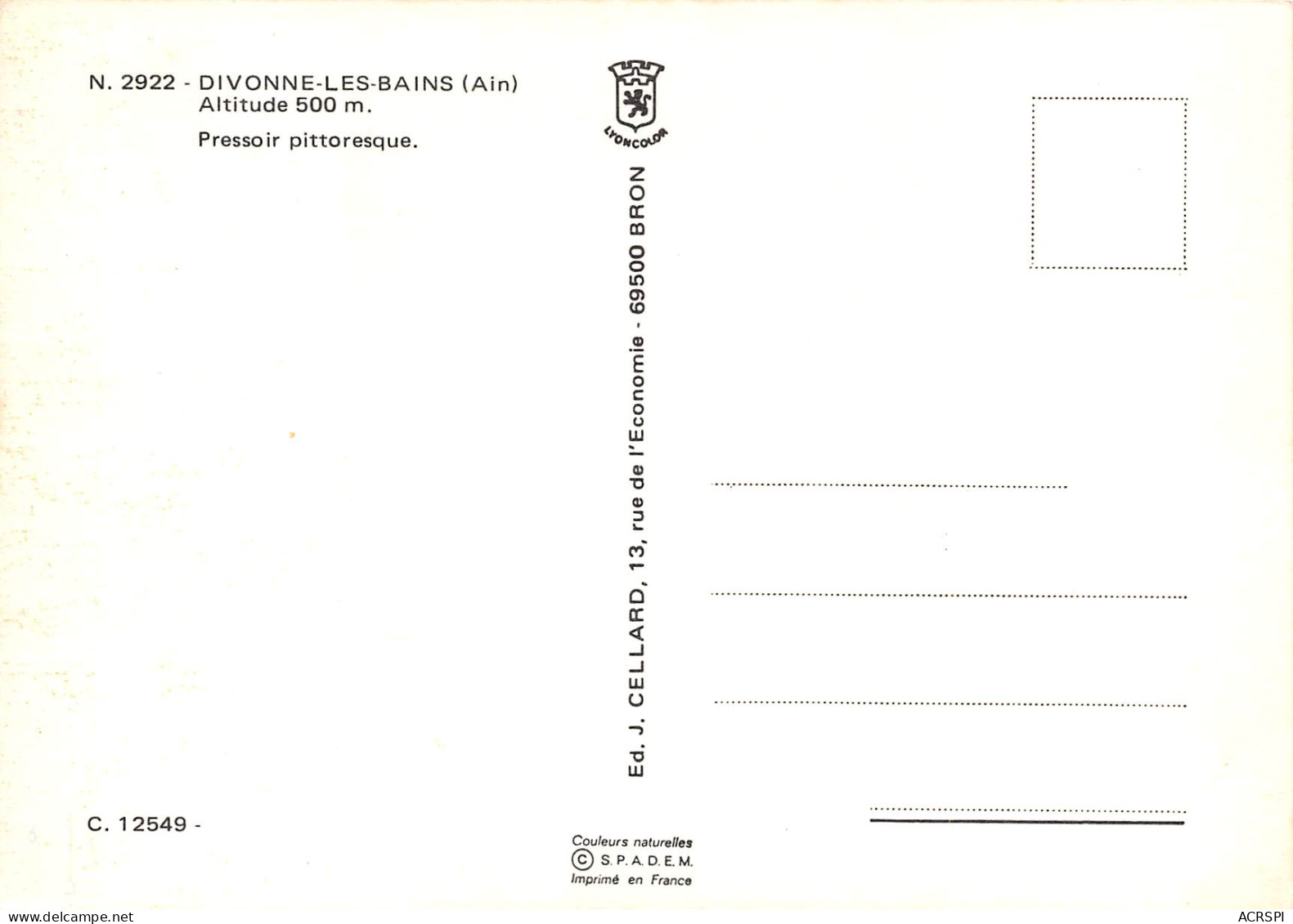 DIVONNE LES BAINS  Pressoir Pittoresque 22 (scan Recto Verso)MF2740TER - Divonne Les Bains
