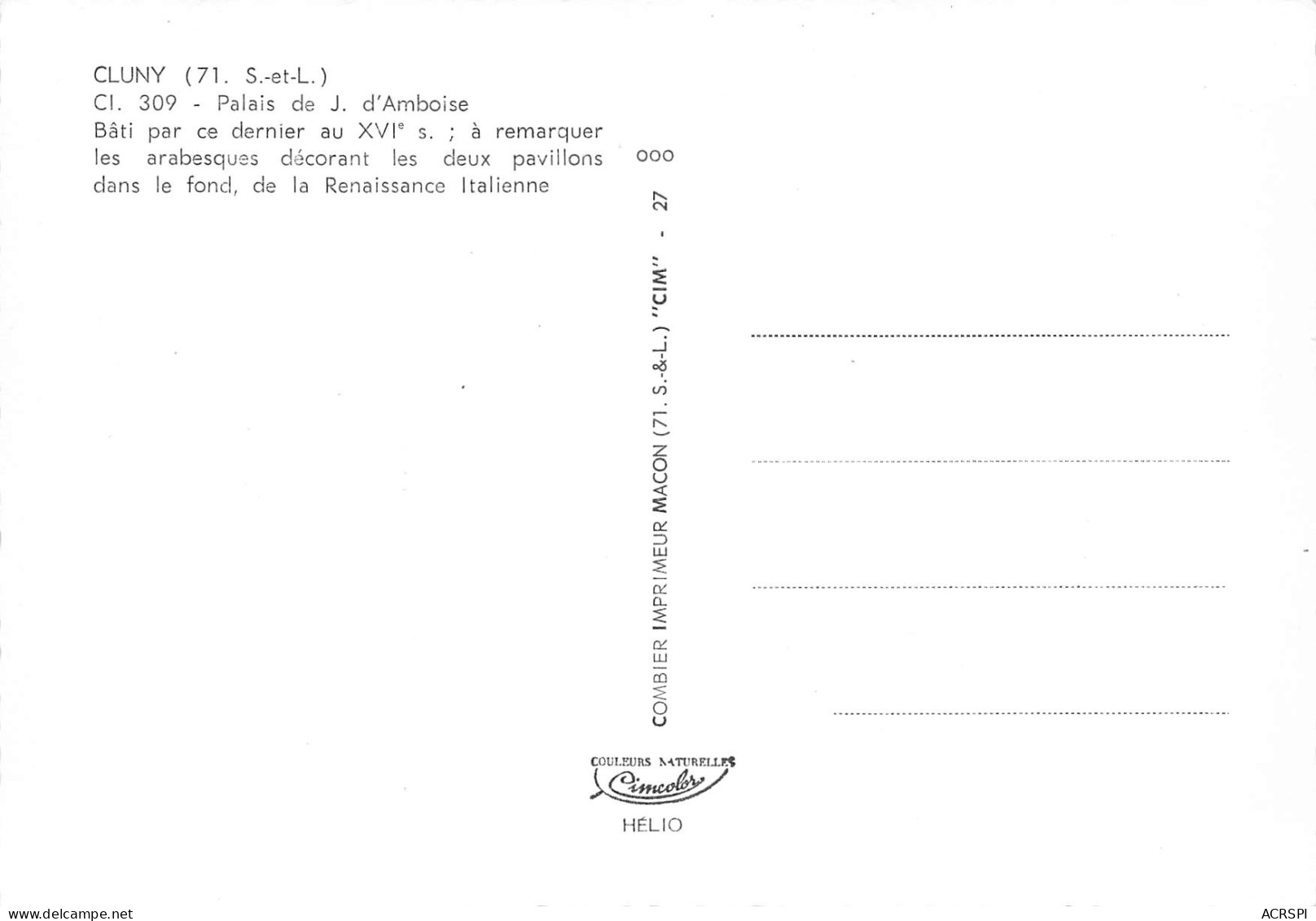 CLUNY  Palais J AMBOISE  17 (scan Recto Verso)MF2740VIC - Cluny