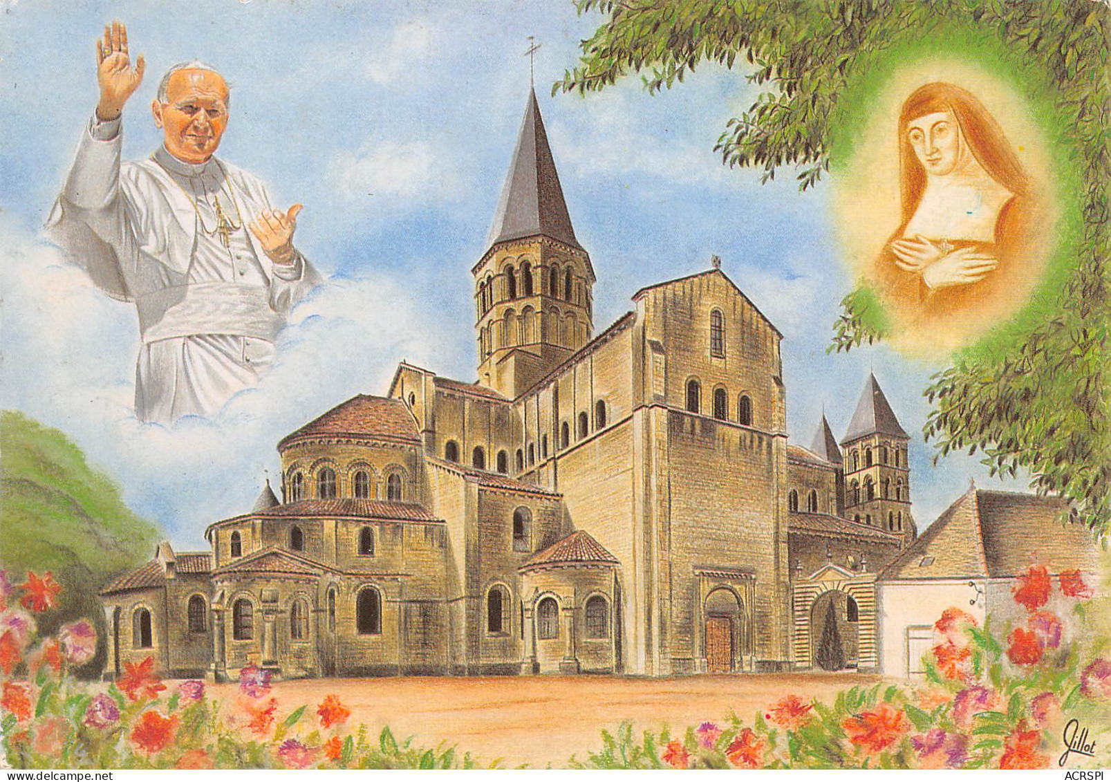 PARAY LE MONIAL  Saint HUGUES Dessin De La Basilique  34 (scan Recto Verso)MF2740VIC - Paray Le Monial