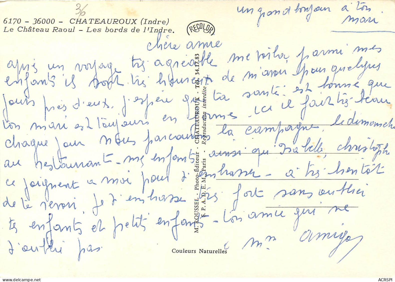 CHATEAUROUX Le Chateau Raoul Les Bords De L Indre 13(scan Recto Verso)MF2742 - Chateauroux