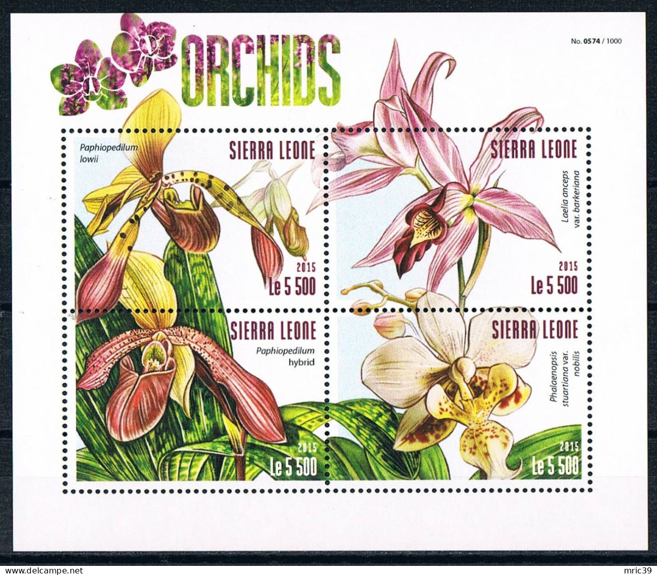 Bloc Sheet  Fleurs Orchidées Flowers Orchids  Neuf  MNH **   Sierra Leone 2015 - Orchideeën