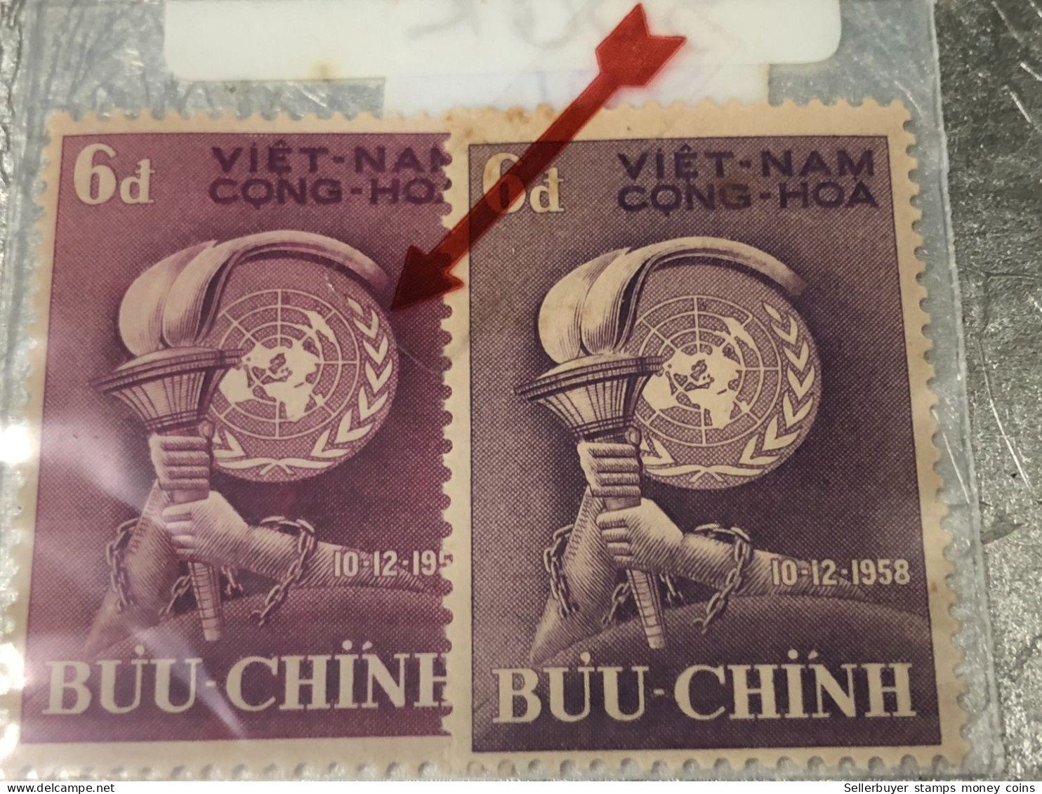 VIET NAM SOUTH STAMPS (ERROR Printed OTHER COLOR  1958-6DONG )1 STAMPS Rare - Vietnam